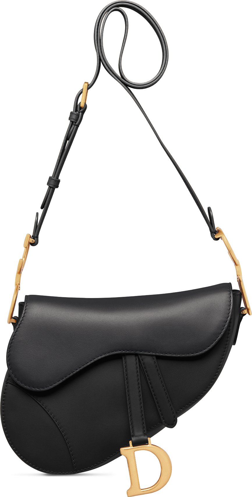 Medium Soft Saddle Bag with Strap Black Vintage Smooth Calfskin | DIOR