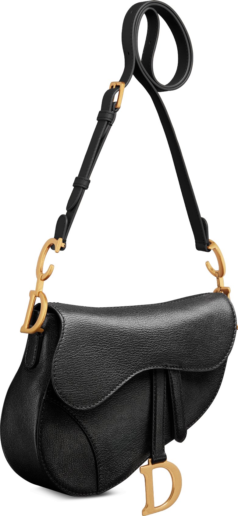 Medium Soft Saddle Bag with Strap Three quarter closed view