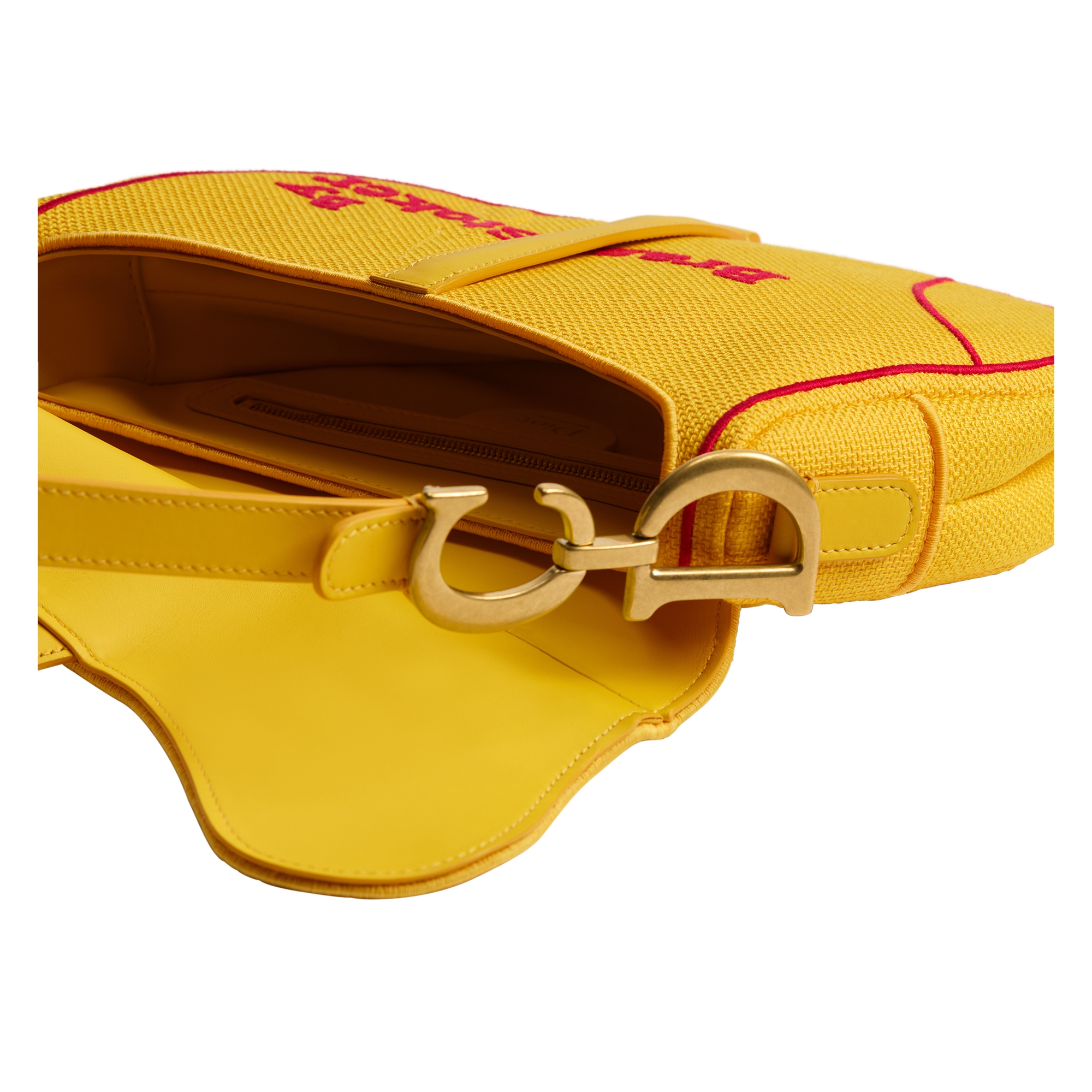 Saddle Bag with Strap Yellow and Red Book Cover Embroidery E06