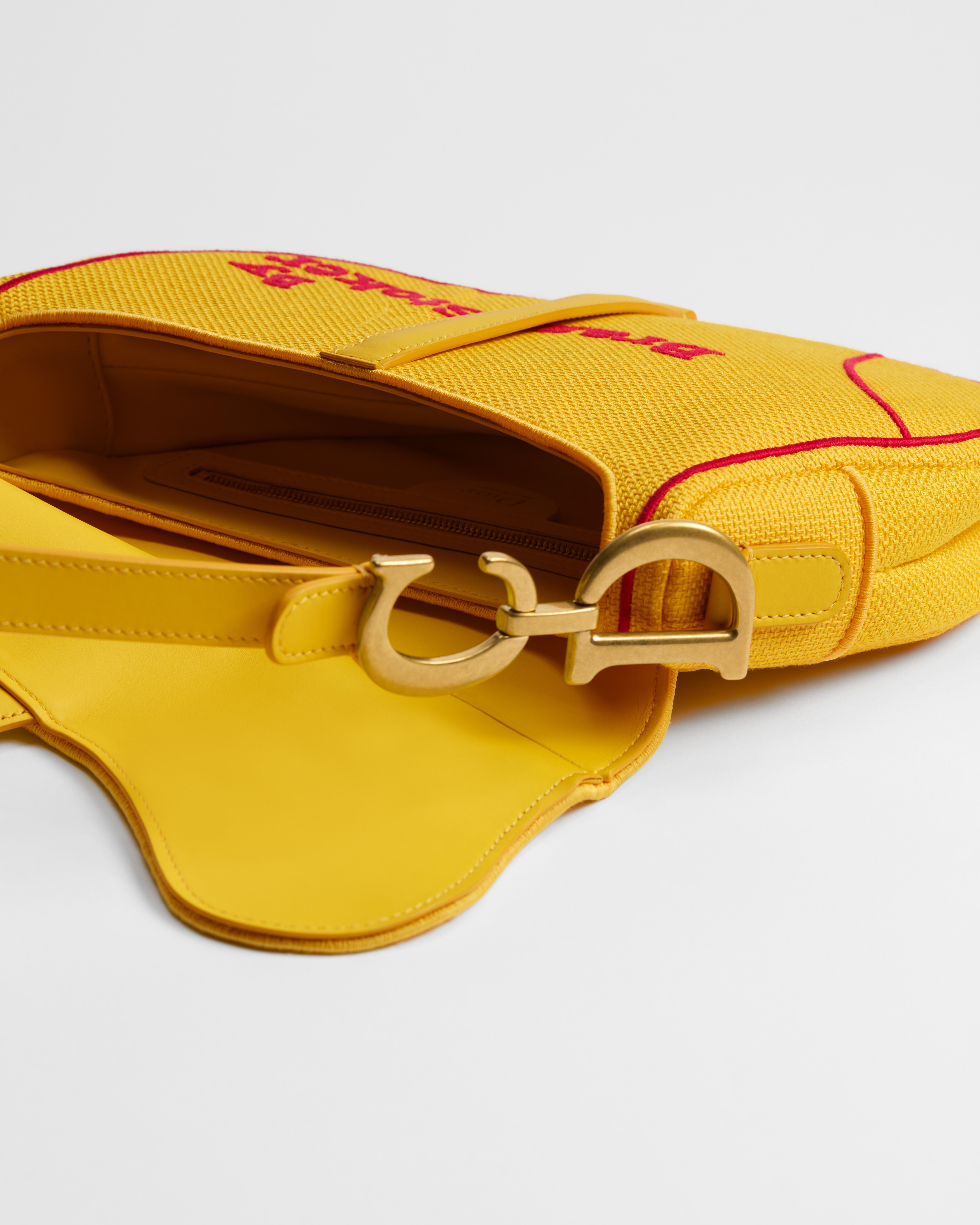 Saddle Bag with Strap Yellow and Red Book Cover Embroidery E06