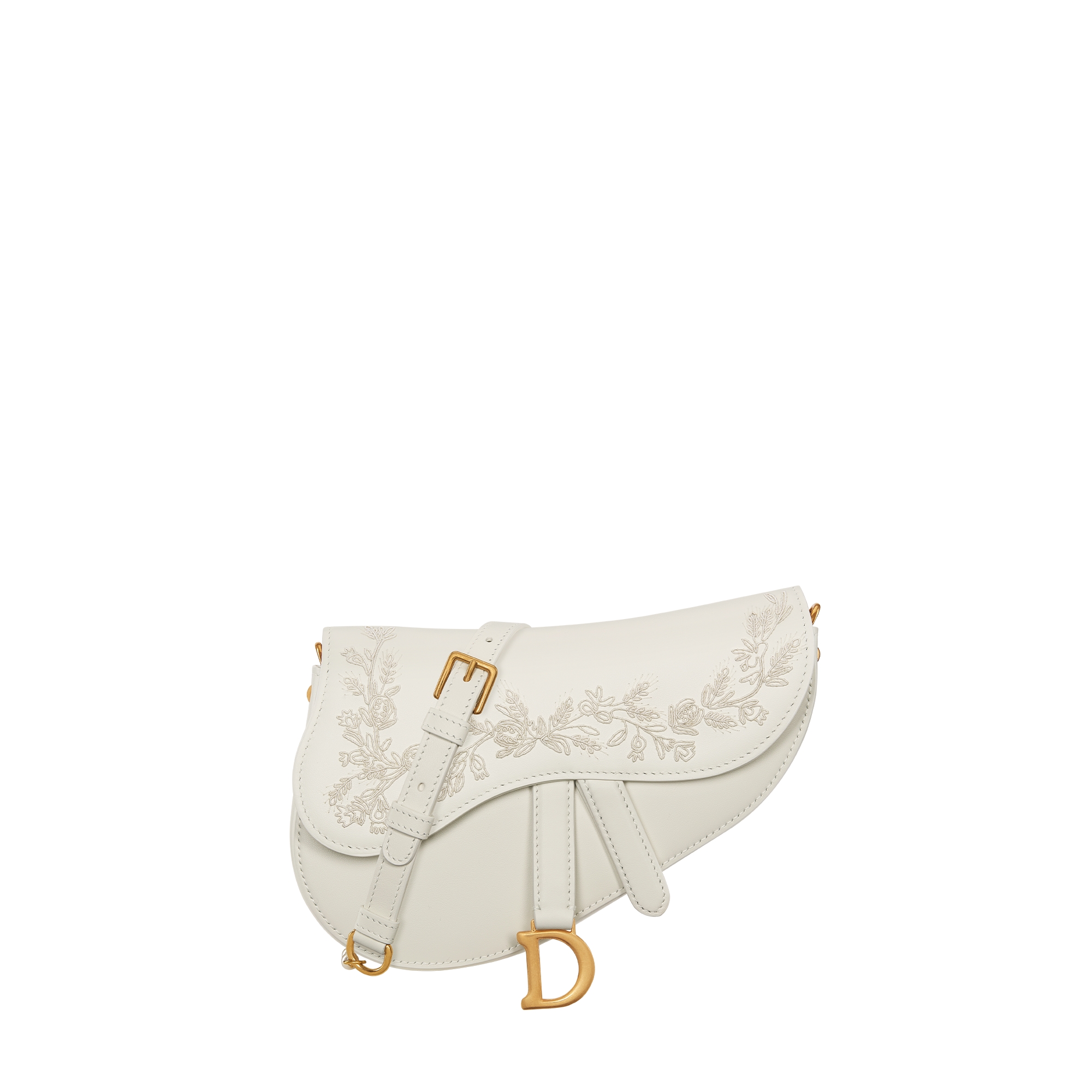 Small Saddle Bag with Chain Latte Calfskin with Millefiori