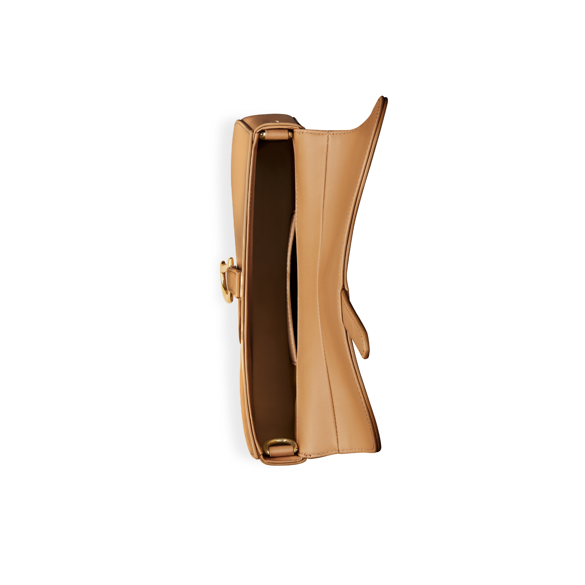 Small Saddle Multicarry Bag with Strap Light Gold-Tone Vintage Smooth Calfskin E06