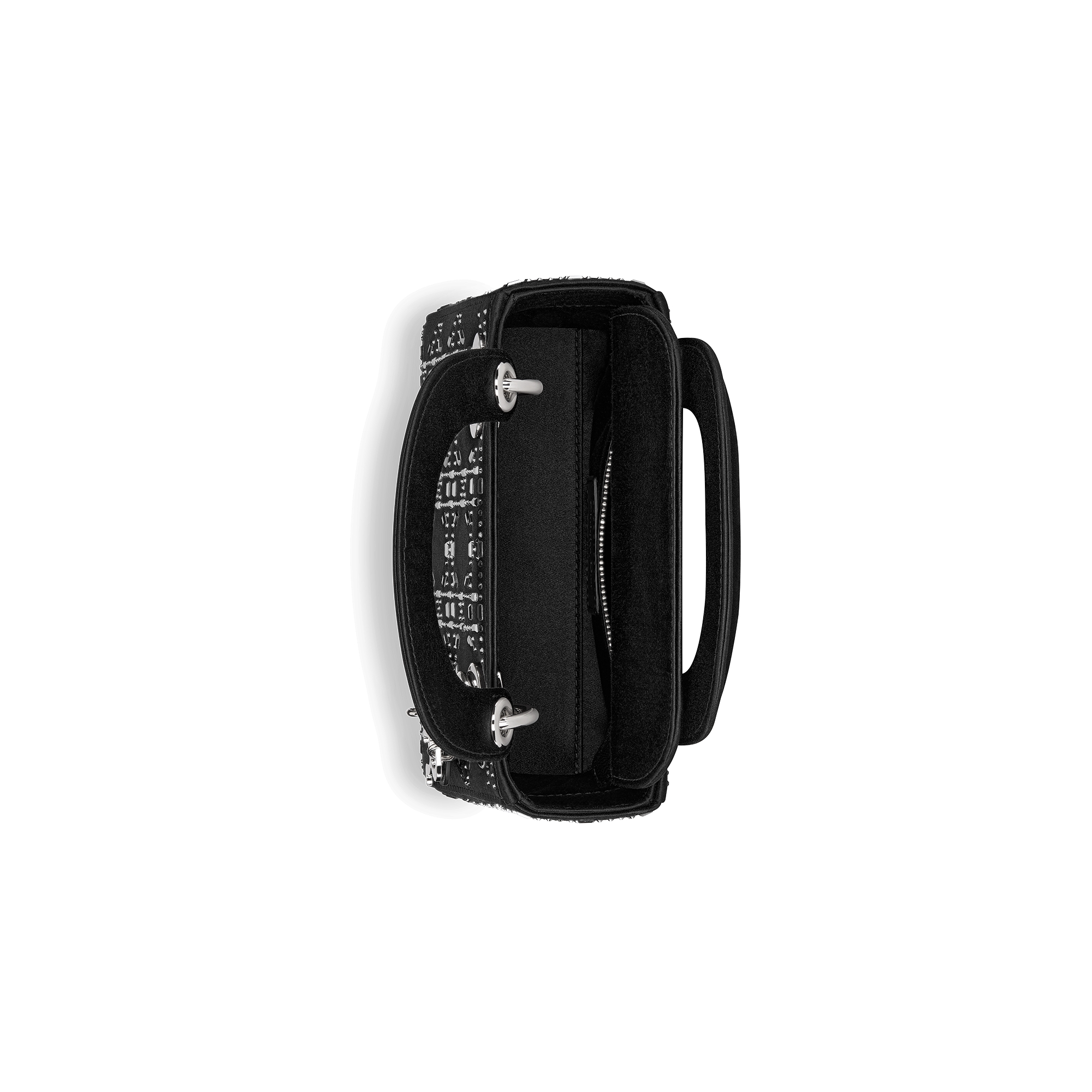 Mini Lady Dior Bag Black Strass Cannage Satin E06