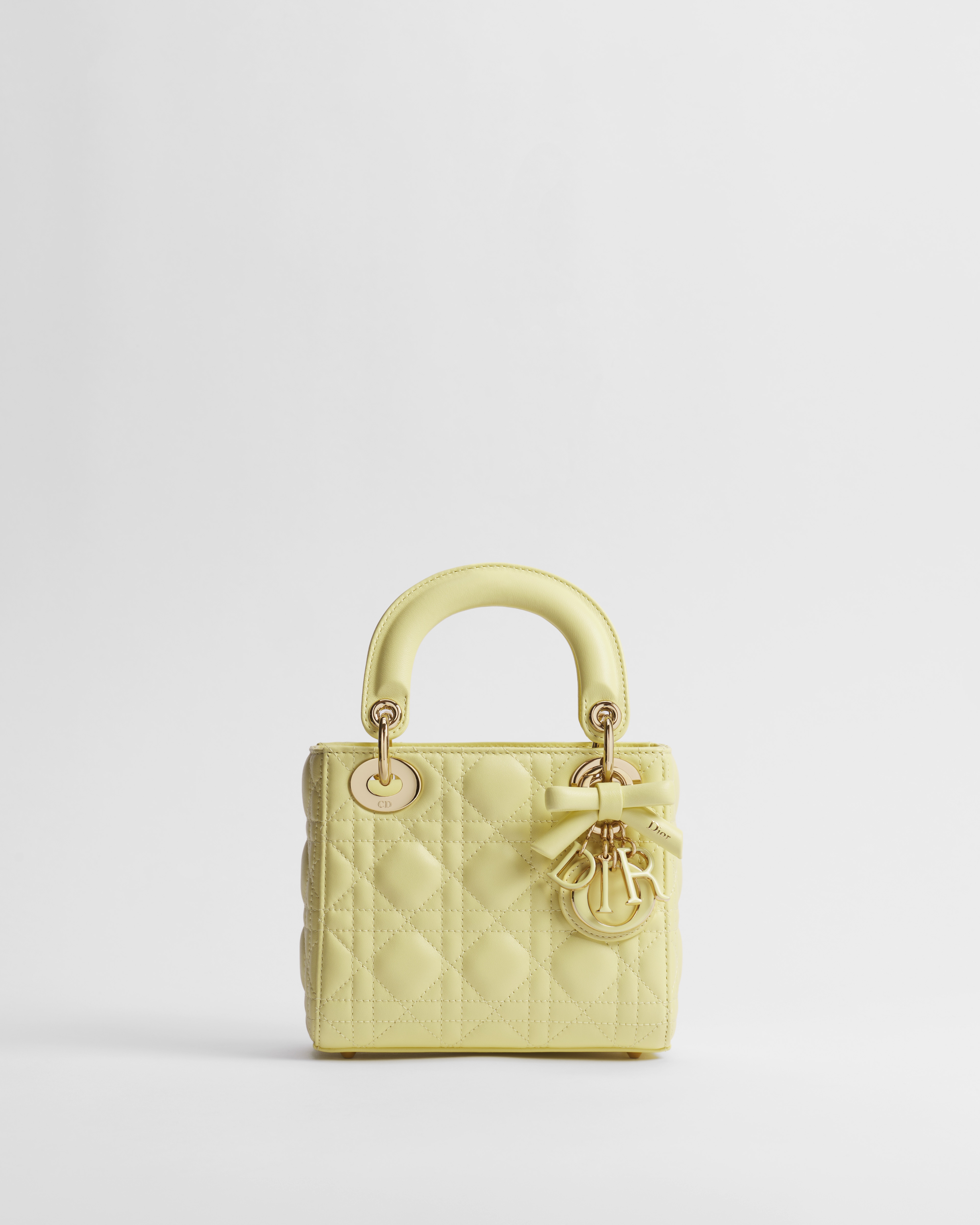 Mini Lady Dior Tasche mit Kette Cannage Lammleder in Mimosa E01