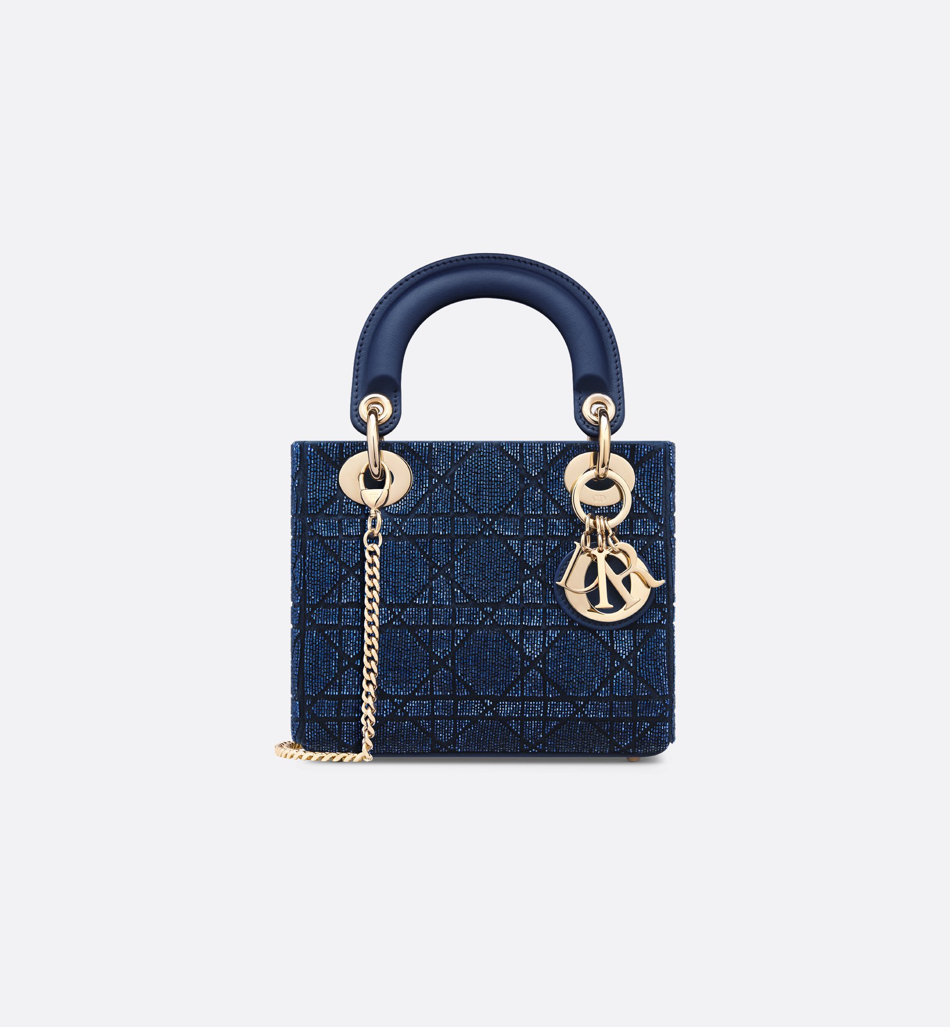 Mini Lady Dior Bag Black Microbead-Embroidered Cotton with Mini Lady Dior Bag Black Microbead-Embroidered Cotton with