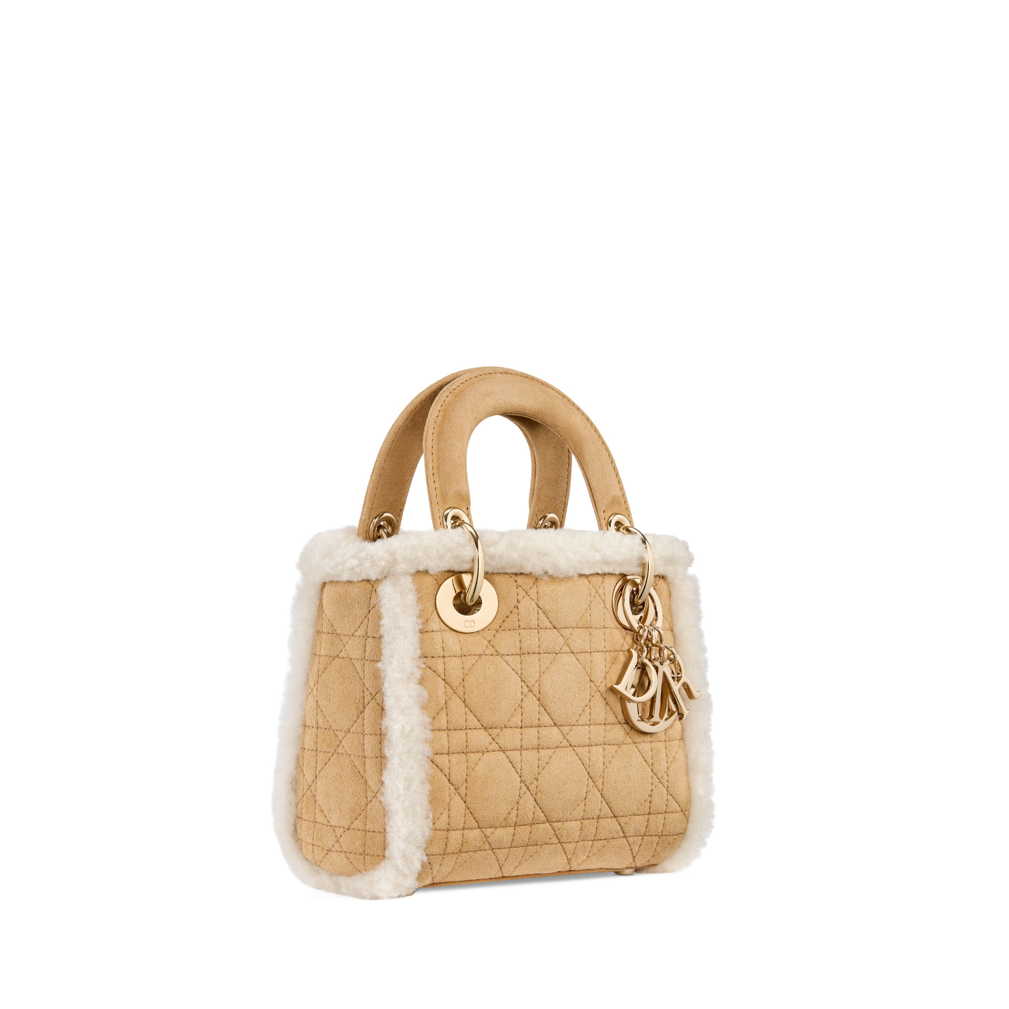 Mini Lady Dior Bag Beige Suede and Ecru Lambswool E03