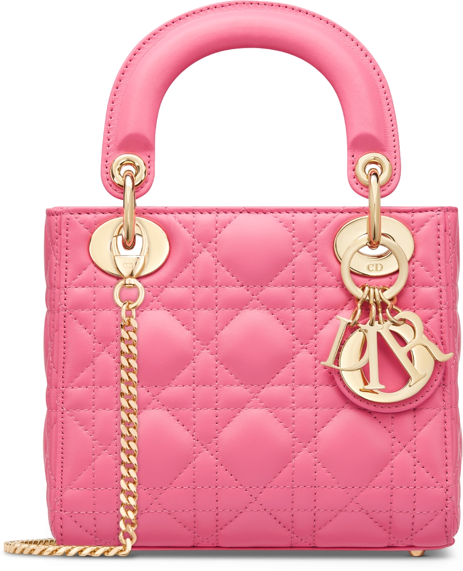 Bolso mini Lady Dior Piel de cordero Cannage rosa palo DIOR