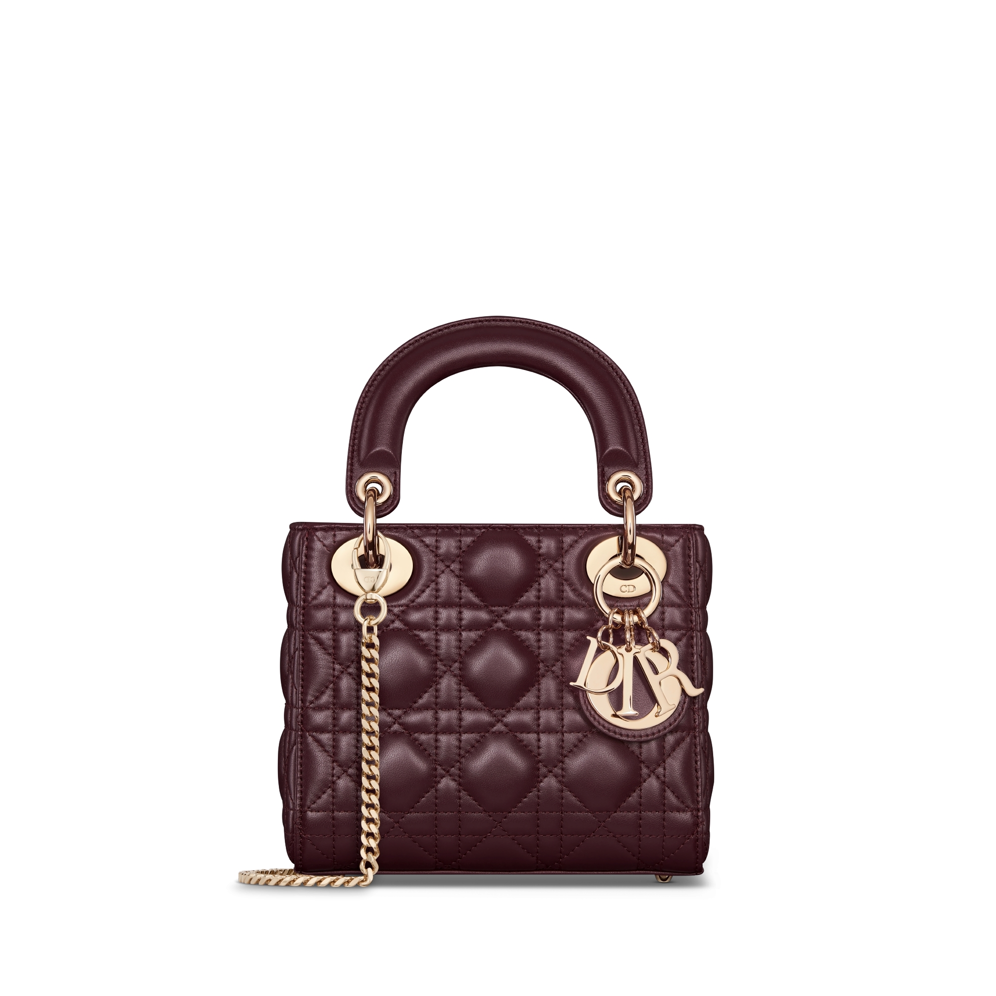Sac Lady Dior Mini Cuir d'agneau Cannage prune E01
