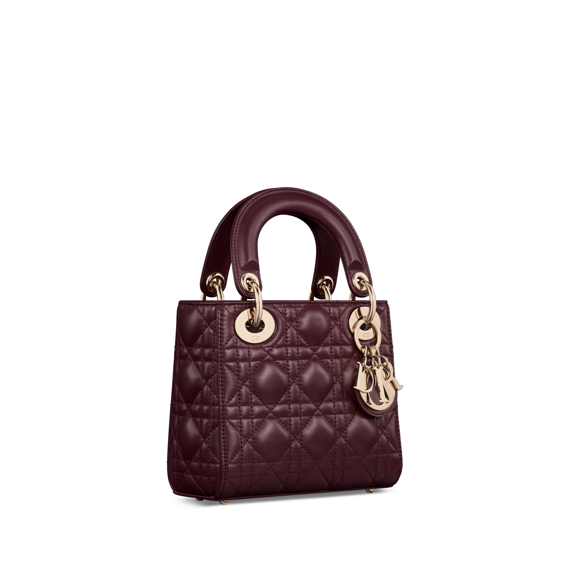 Borsa mini Lady Dior Pelle di agnello Cannage color prugna E03
