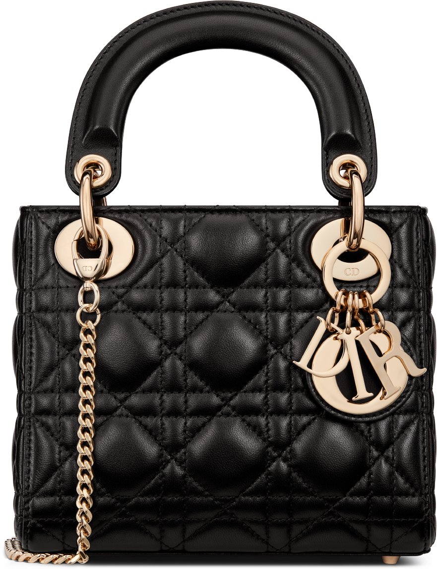 Bolso mini Lady Dior Piel de cordero Cannage rosa palo DIOR