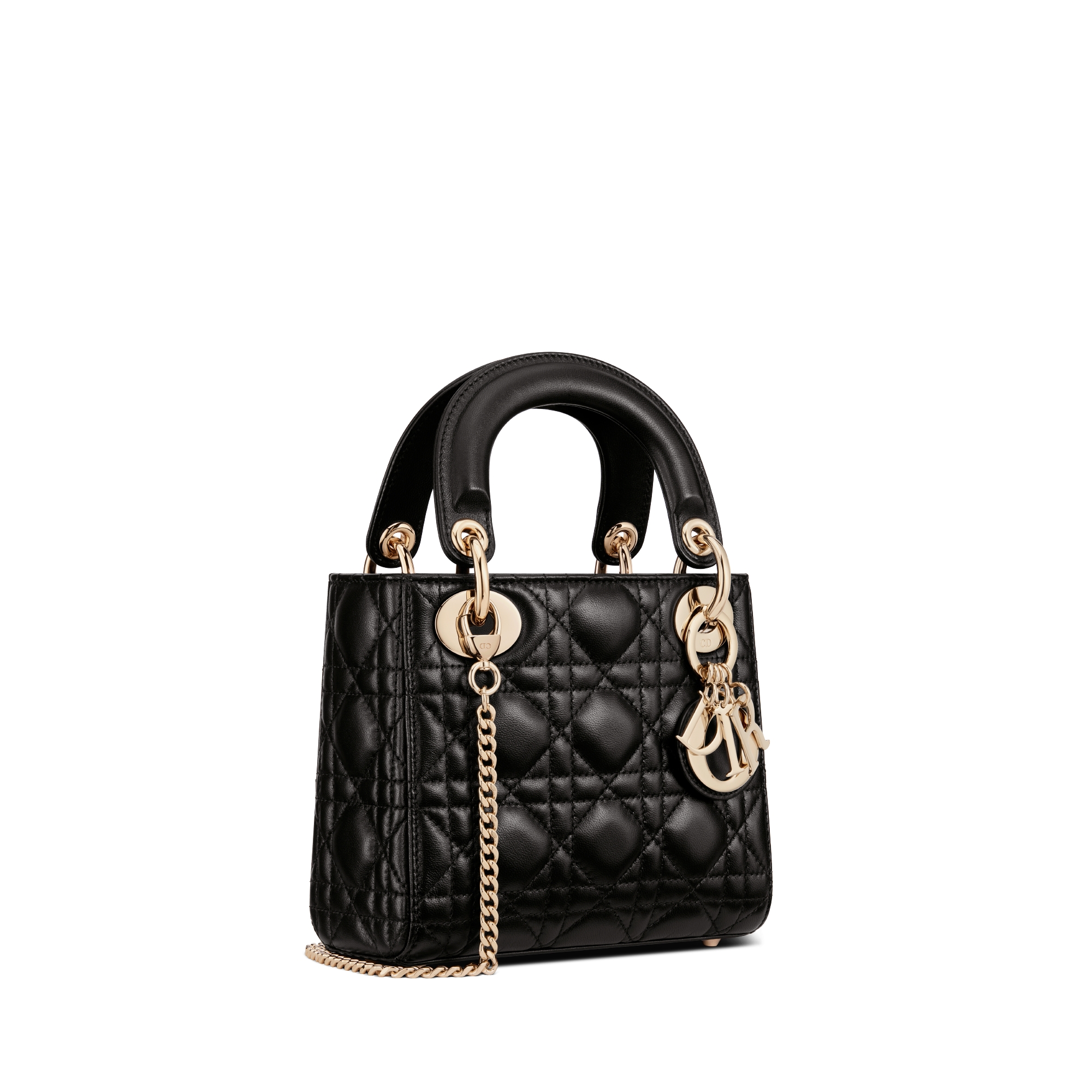 Mini Lady Dior Tasche Cannage Lammleder in Schwarz E03