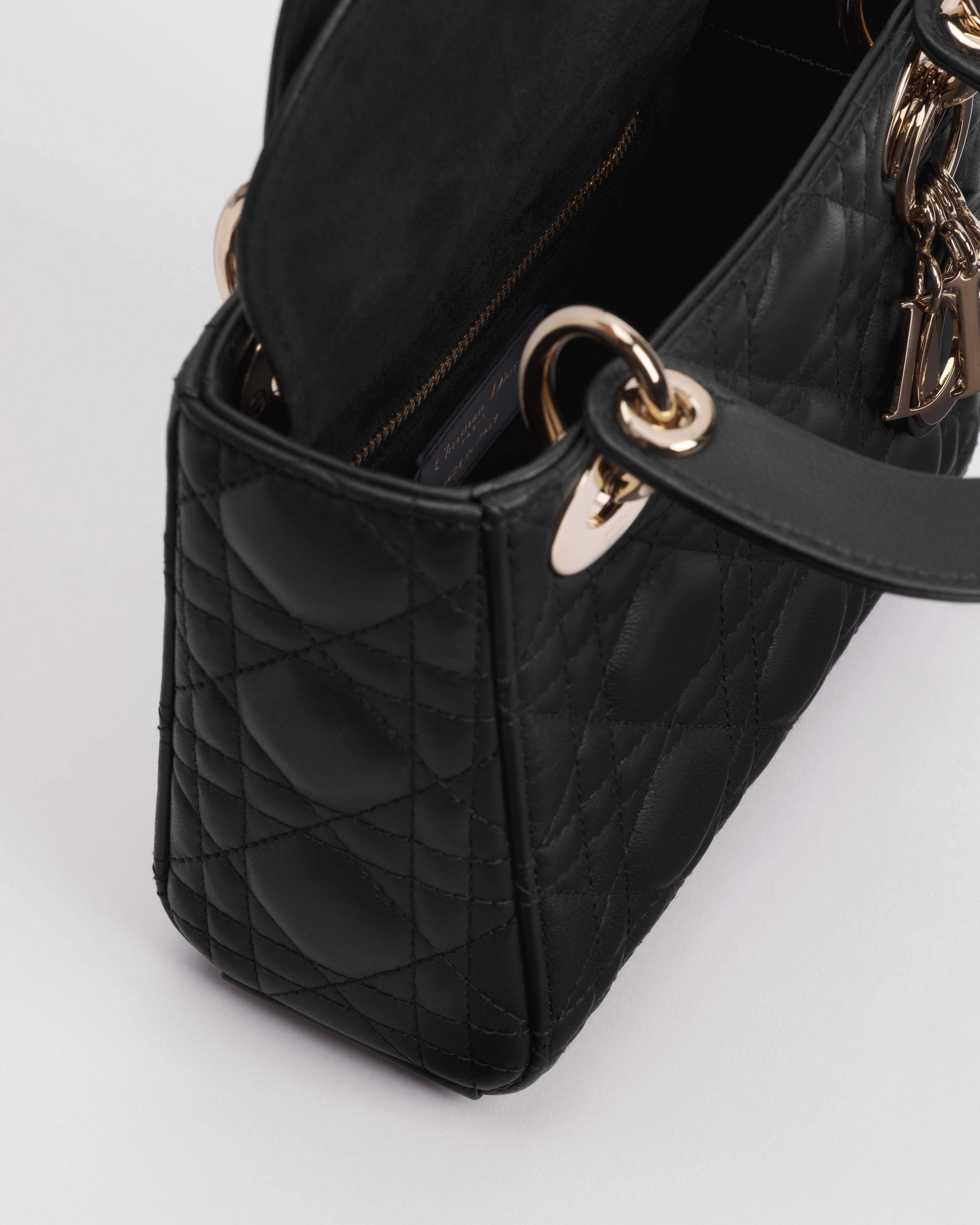 Mini Lady Dior Tasche Cannage Lammleder in Schwarz E06