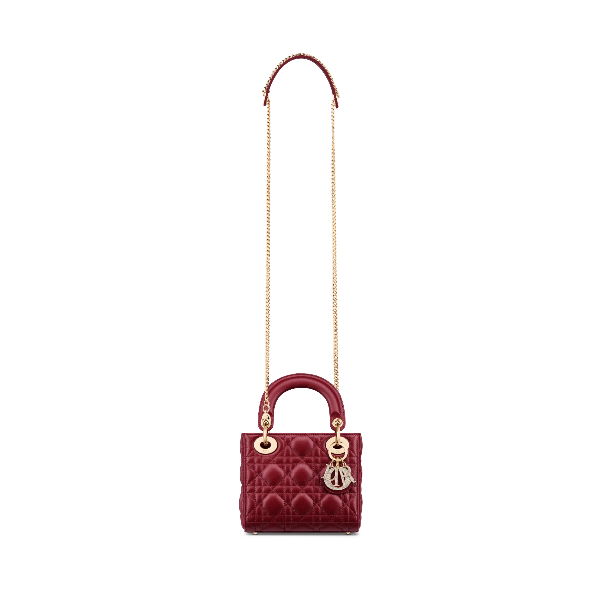 Mini Lady Dior Bag Cherry Red Cannage Lambskin E07
