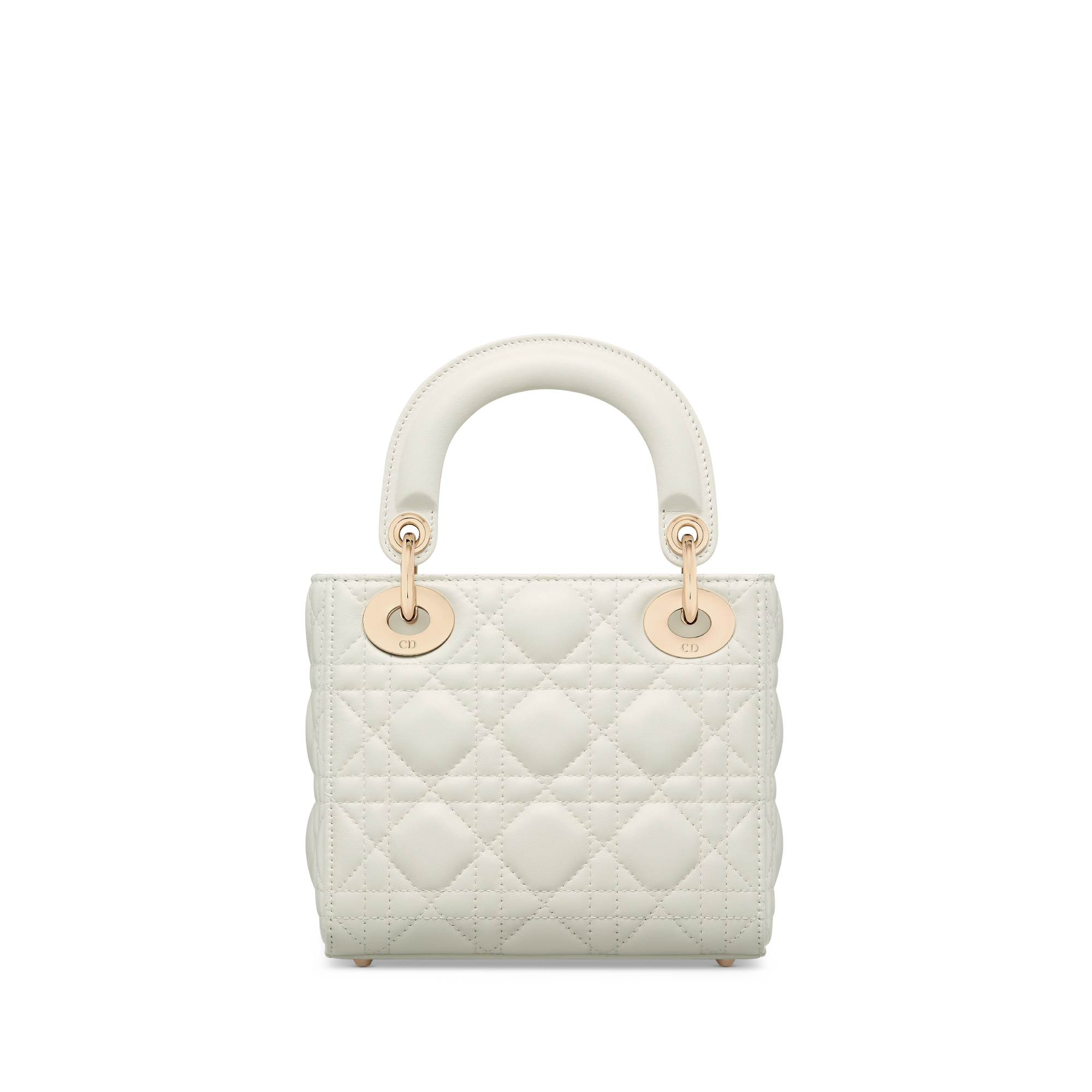 Mini Lady Dior-tas Ivoorkleurig lamsleer met Cannage-motief E08