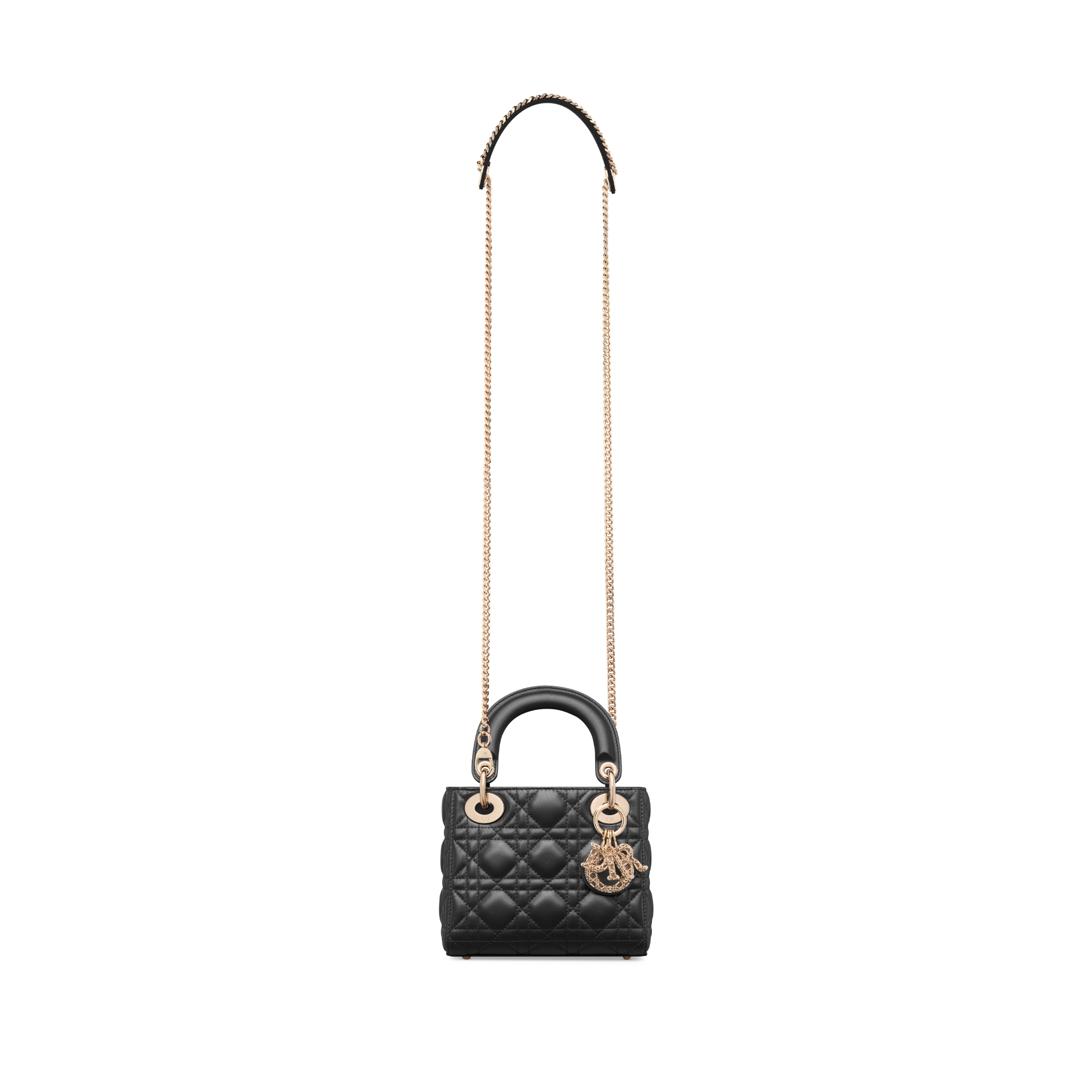 Bolso mini Lady Dior Piel de cordero Cannage negra E07