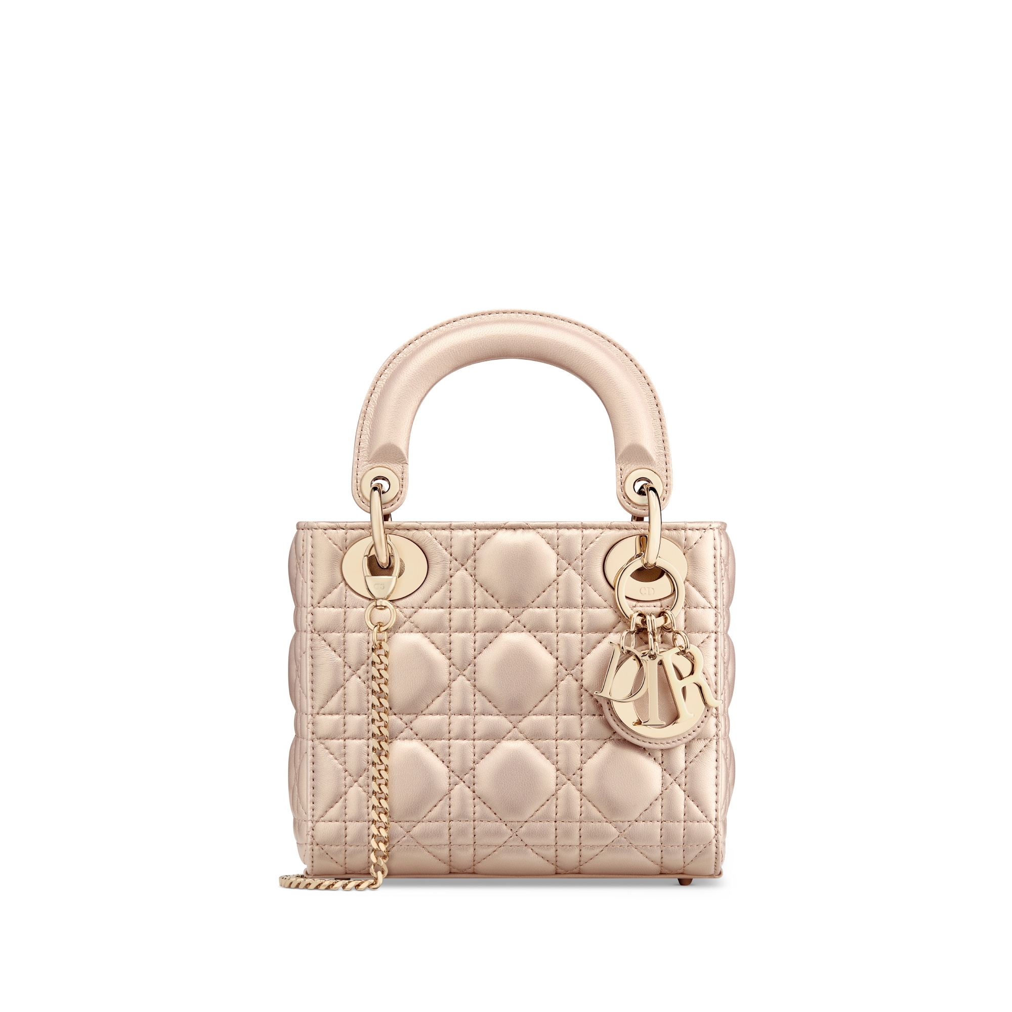 Borsa mini Lady Dior Pelle di agnello Cannage rosa iridescente E01