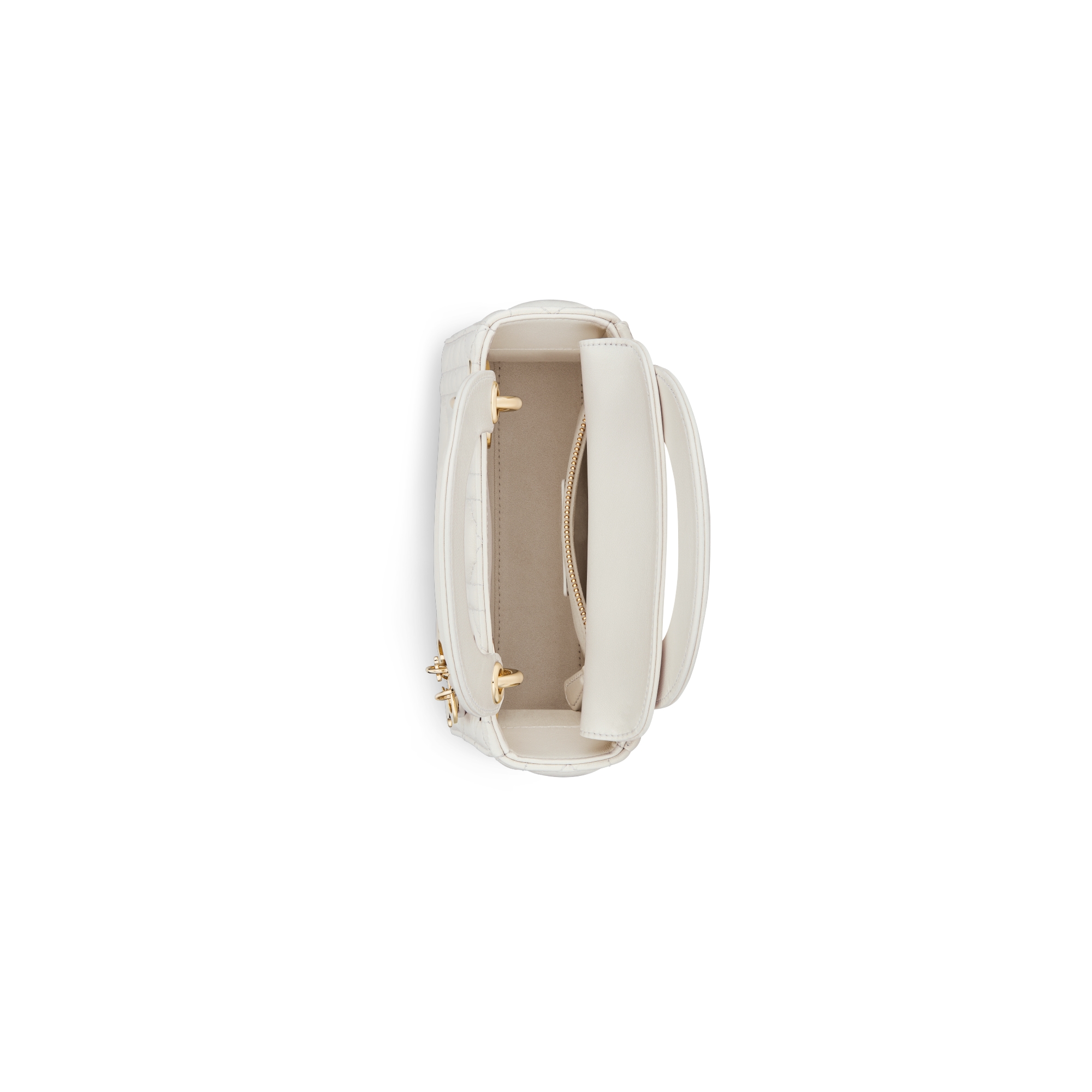 Borsa mini Lady Dior Pelle di agnello Cannage bianca iridescente E06