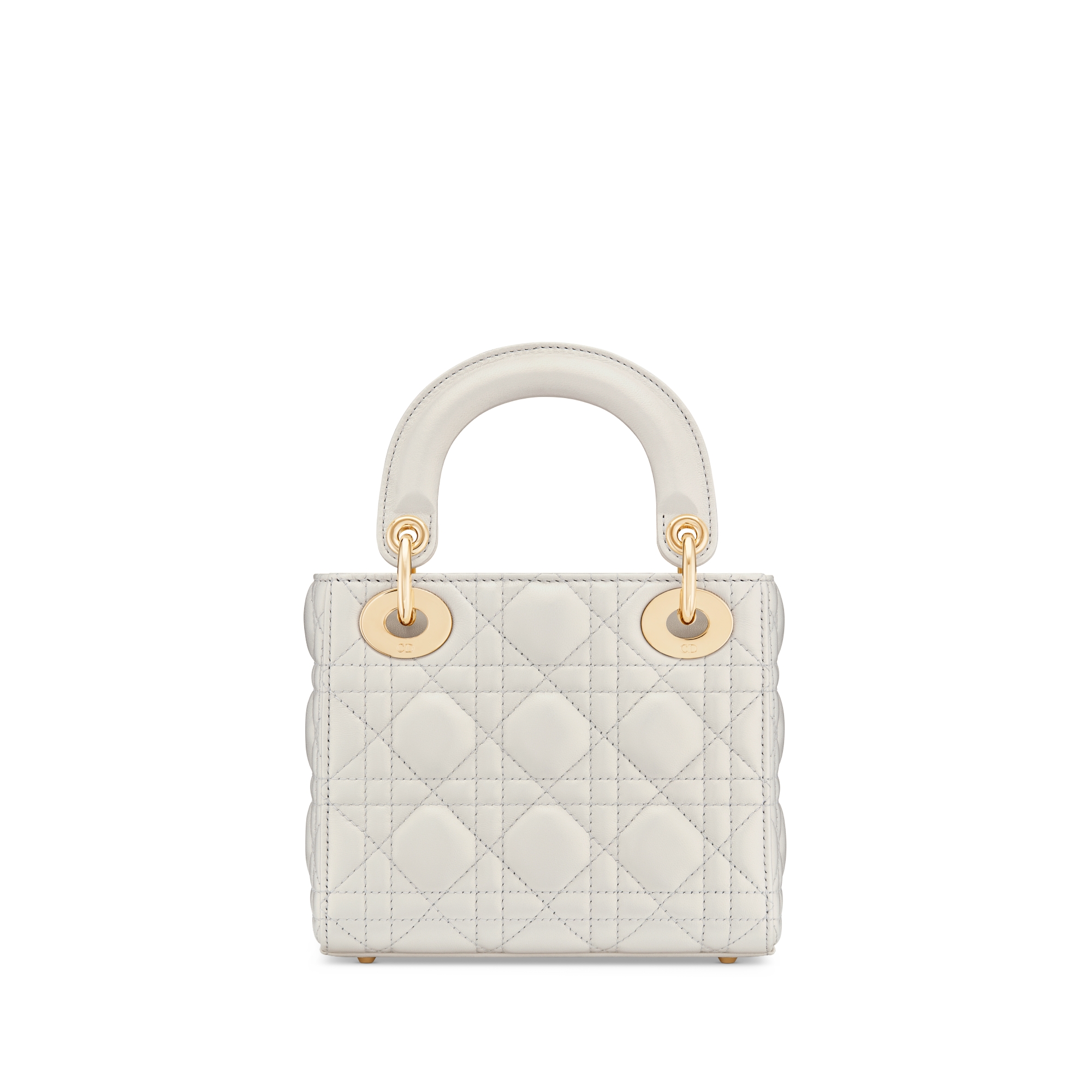 Borsa mini Lady Dior Pelle di agnello Cannage bianca iridescente E08
