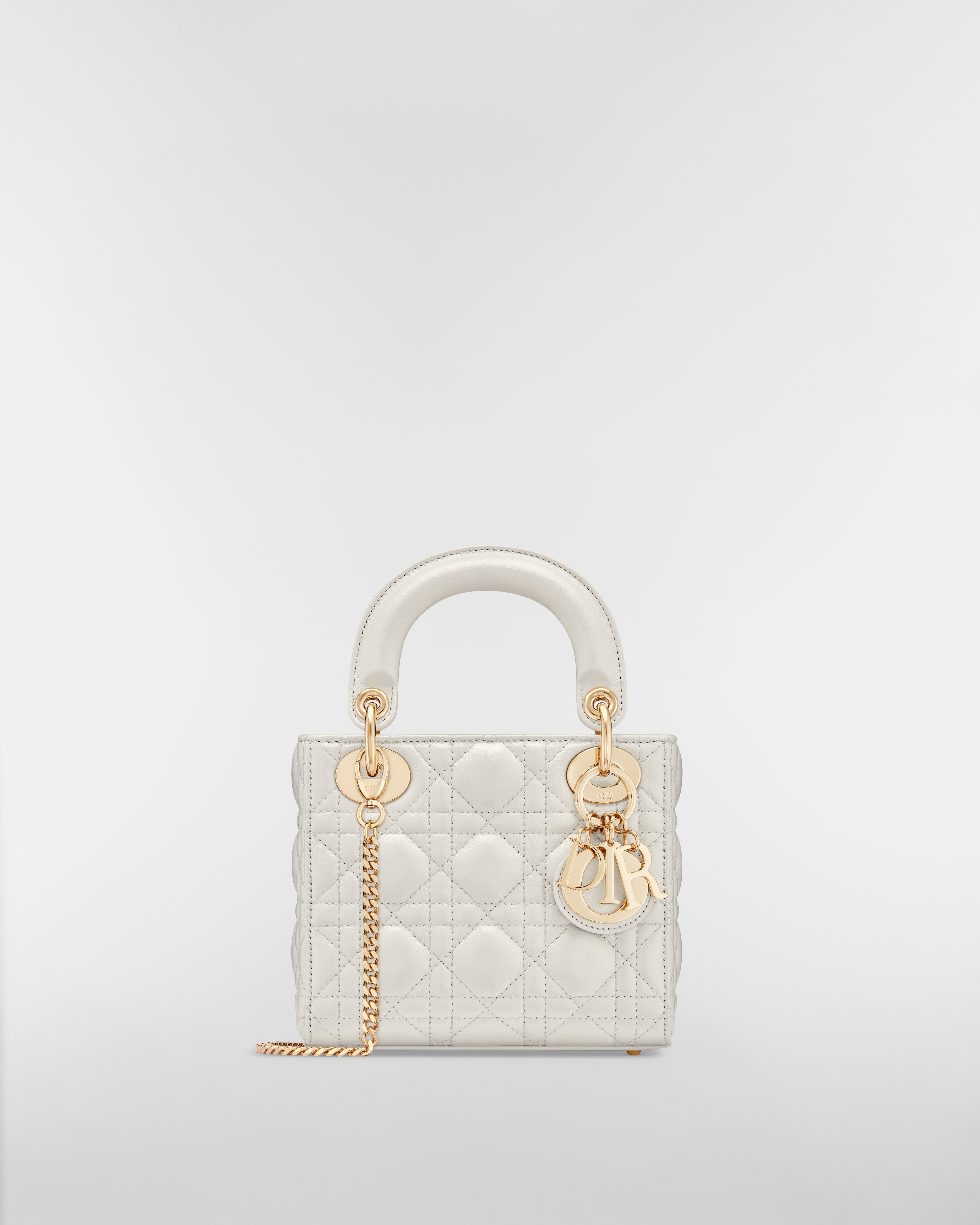 Sac Lady Dior Mini Cuir d'agneau Cannage blanc perlé E01