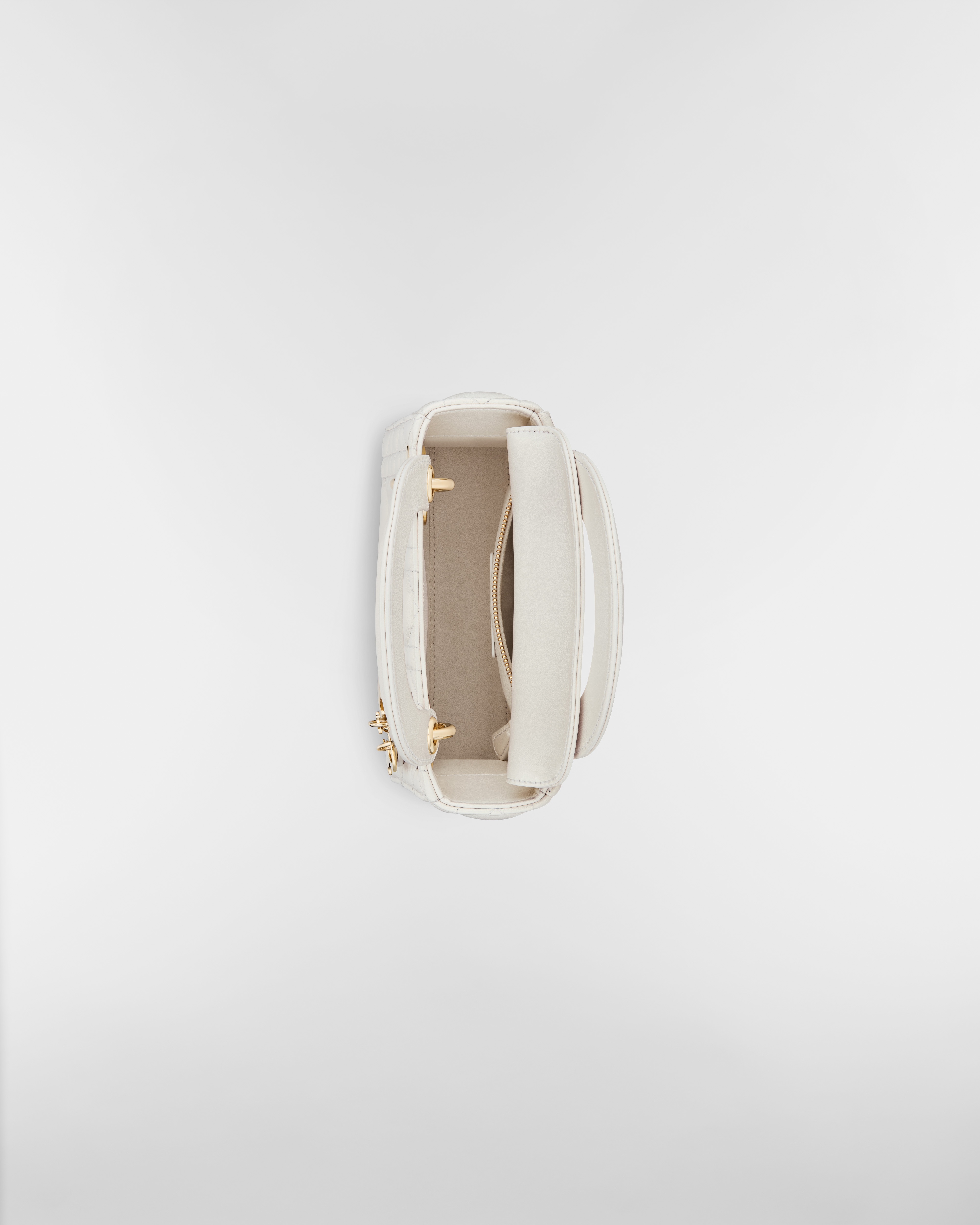 Sac Lady Dior Mini Cuir d'agneau Cannage blanc perlé E06