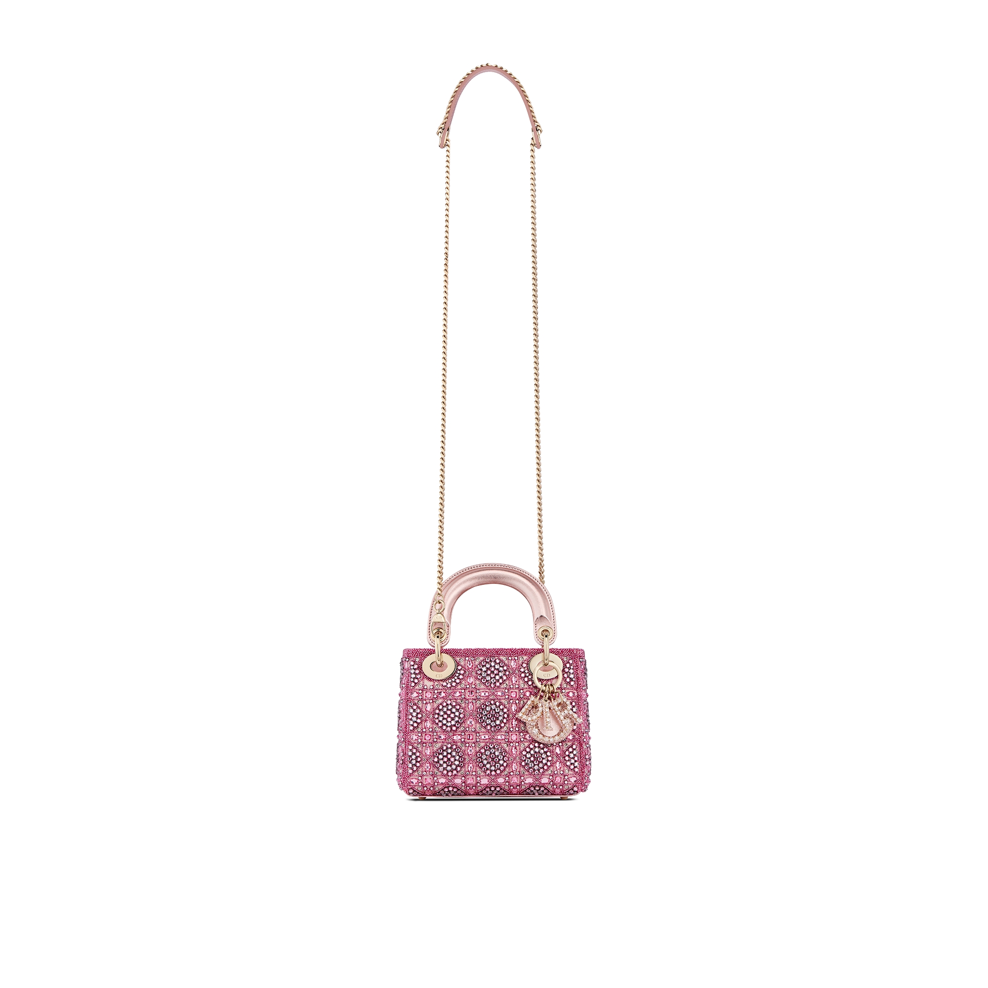 Mini Lady Dior Bag Metallic Lambskin and Rose des Vents Satin Embroidered with Beads E07