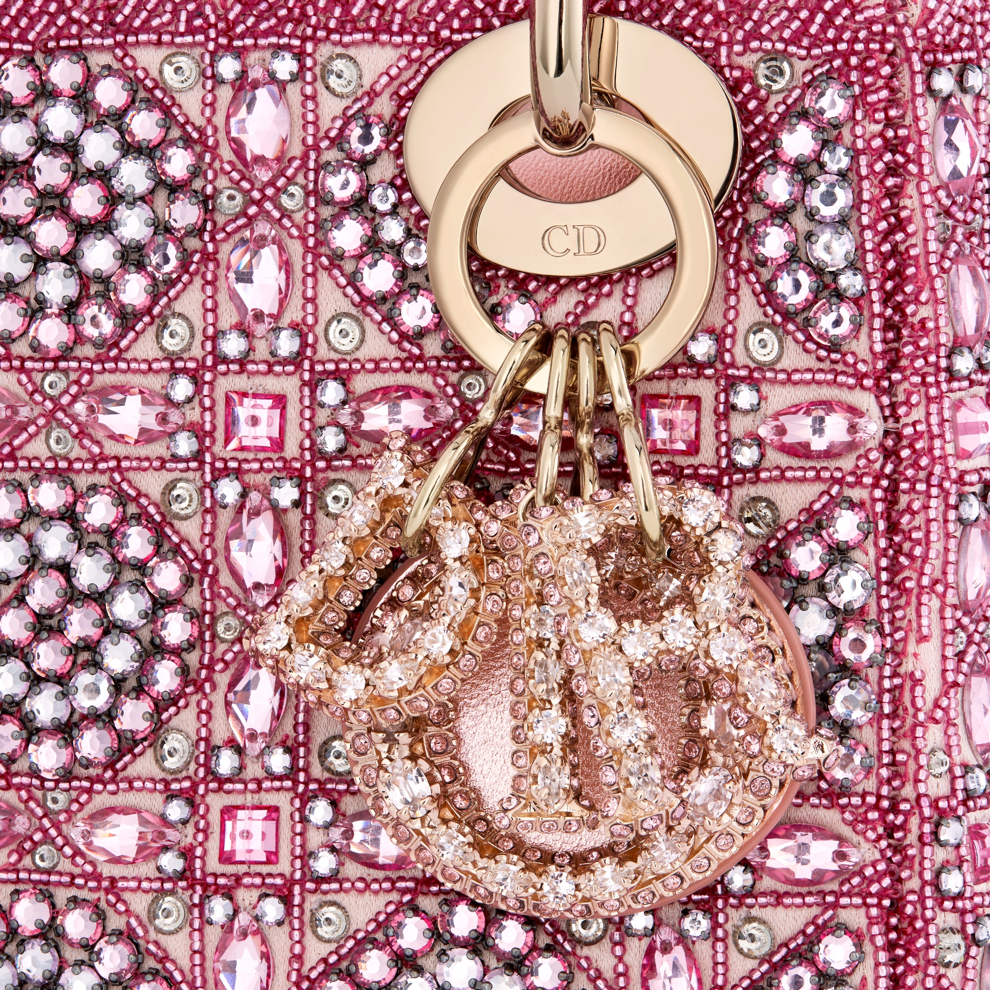 Mini Lady Dior Bag Metallic Lambskin and Rose des Vents Satin Embroidered with Beads E09