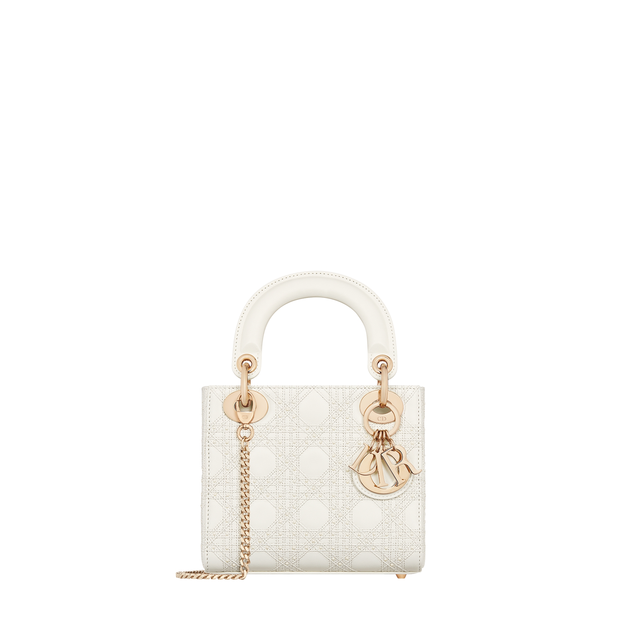 Mini Lady Dior Bag Latte Cannage Calfskin with Mother-of-Pearl