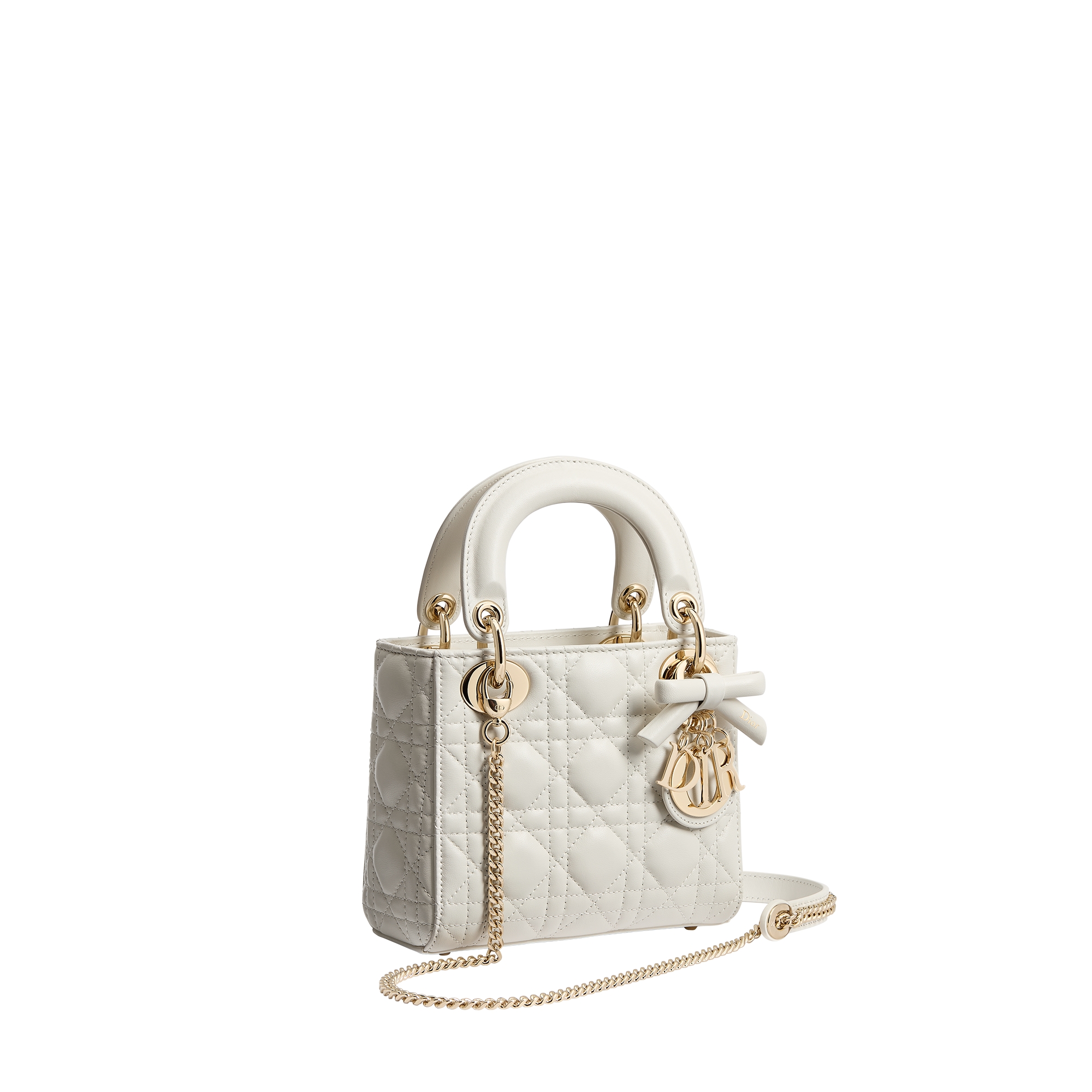 Mini Lady Dior Bag with Chain Latte Cannage Lambskin E03