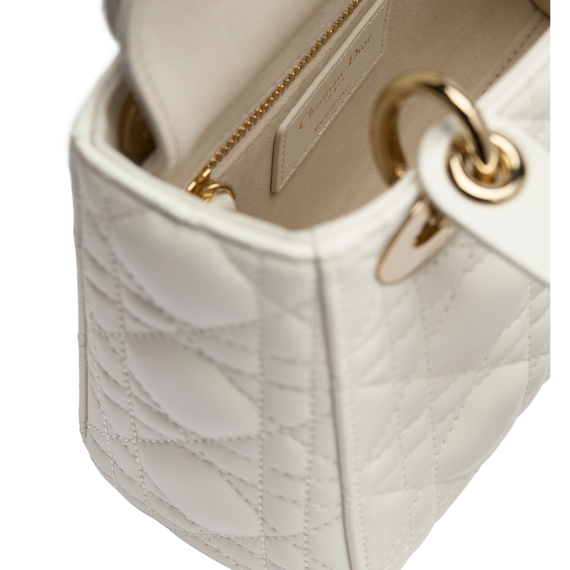 Mini Lady Dior Bag with Chain Latte Cannage Lambskin E10