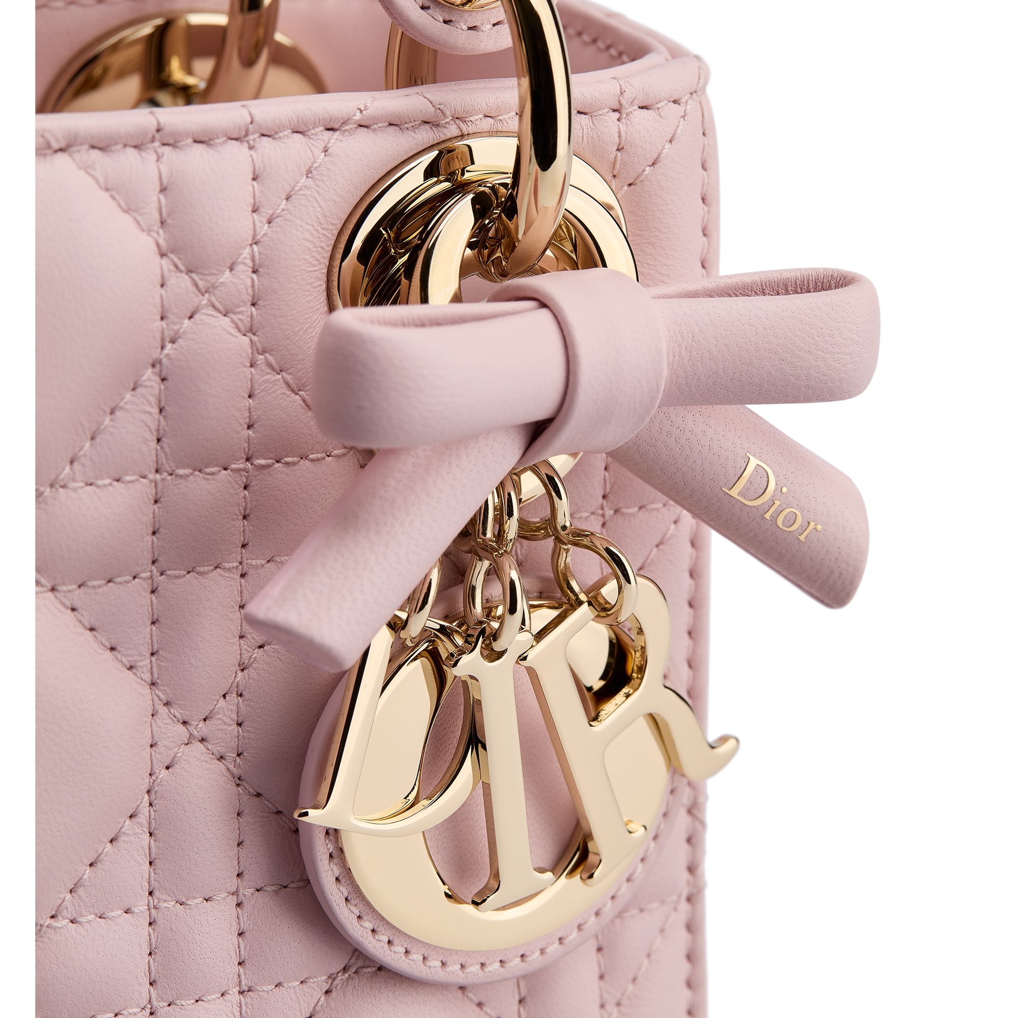 Mini Lady Dior Bag with Chain Rose Soupir Cannage Lambskin E09