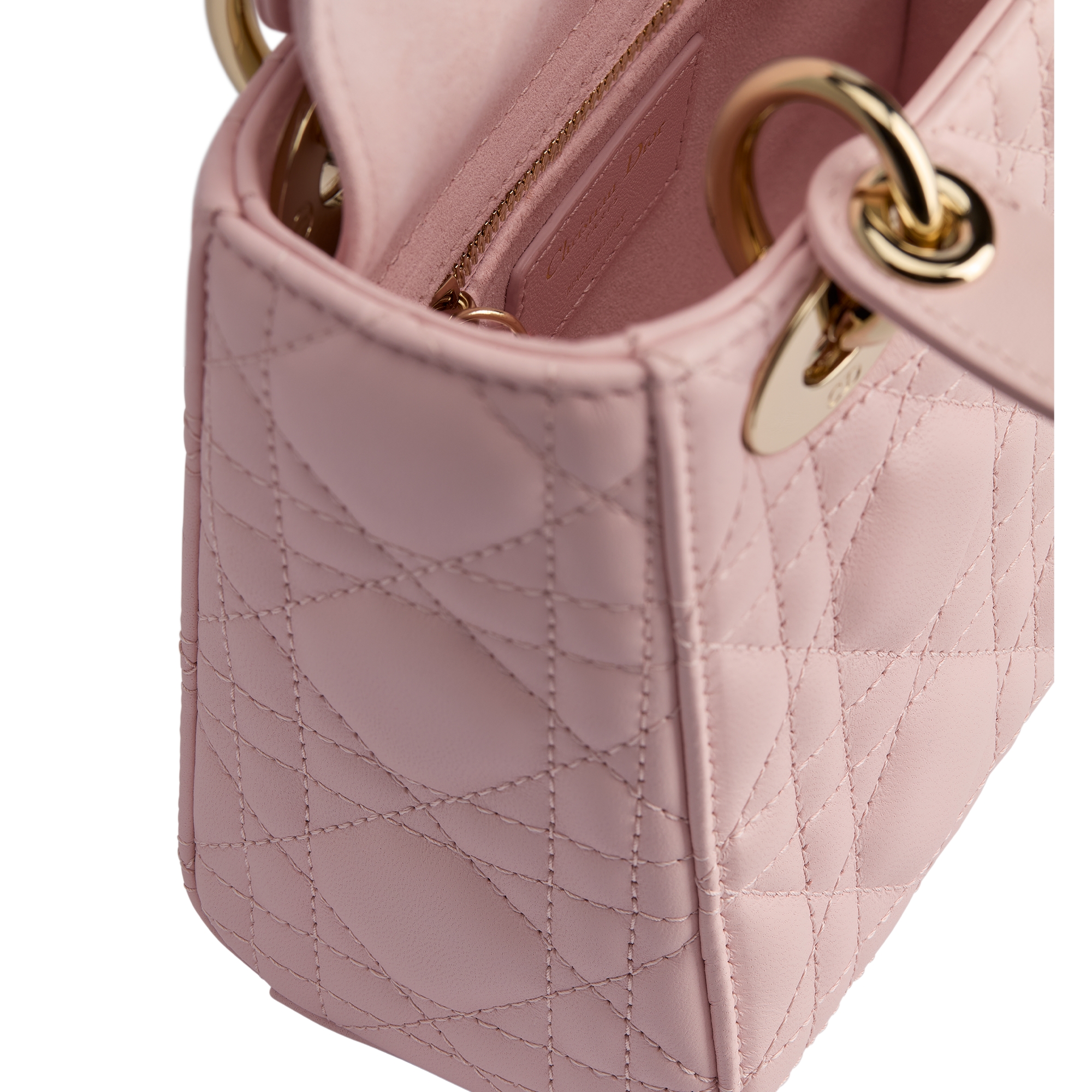 Mini Lady Dior Bag with Chain Rose Soupir Cannage Lambskin E10