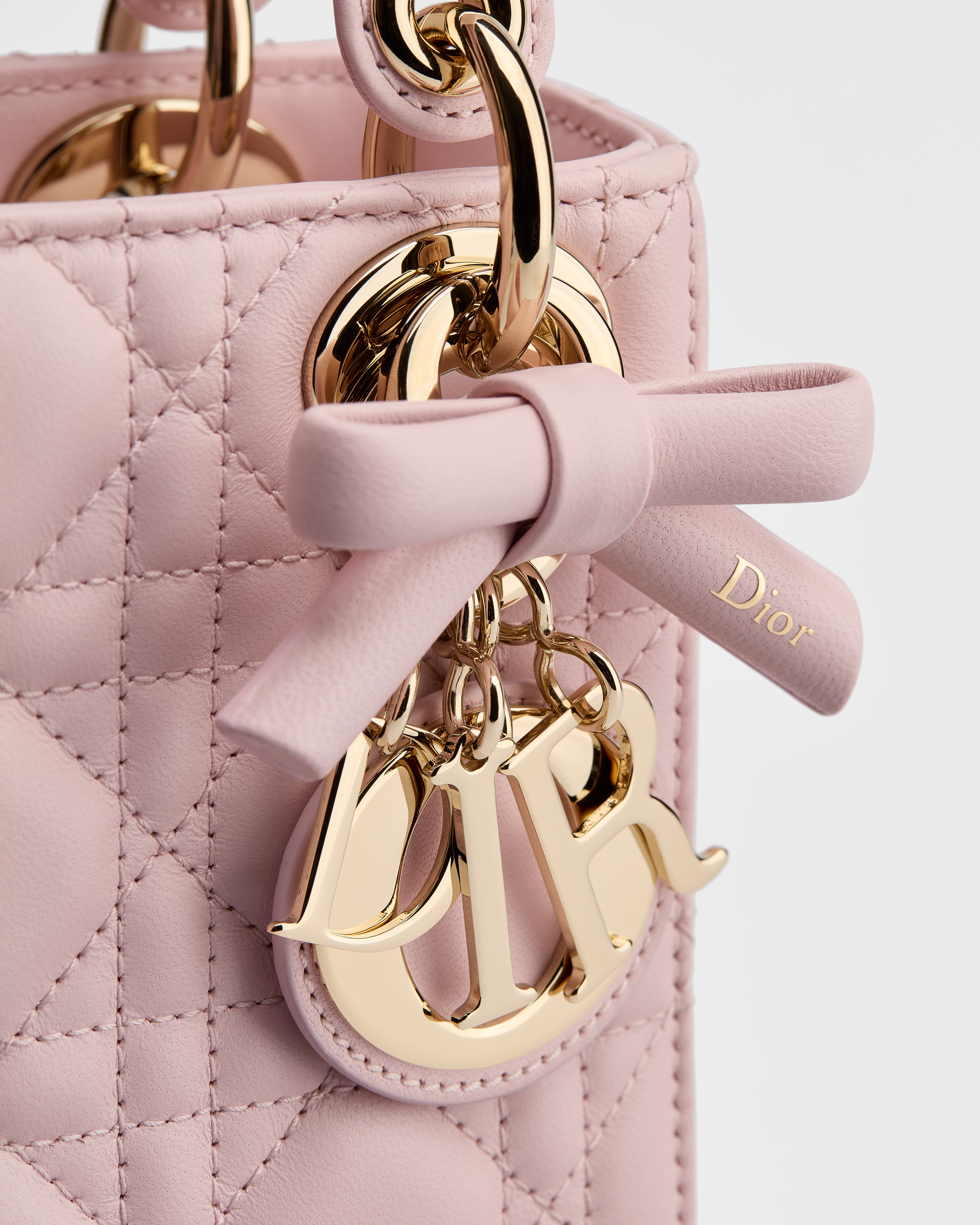 Mini Lady Dior Bag with Chain Rose Soupir Cannage Lambskin E09