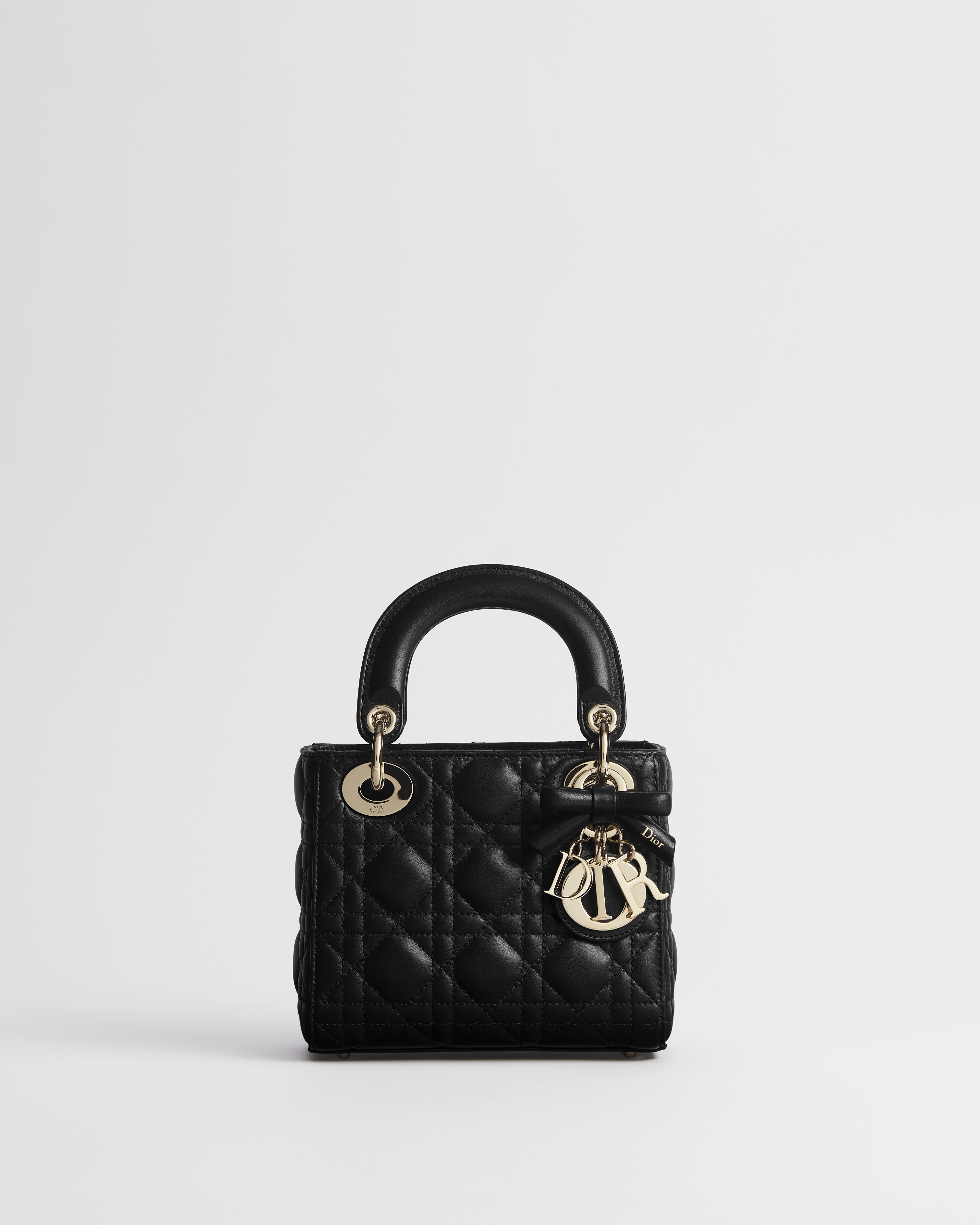 Mini Lady Dior Bag with Chain Black Cannage Lambskin E01