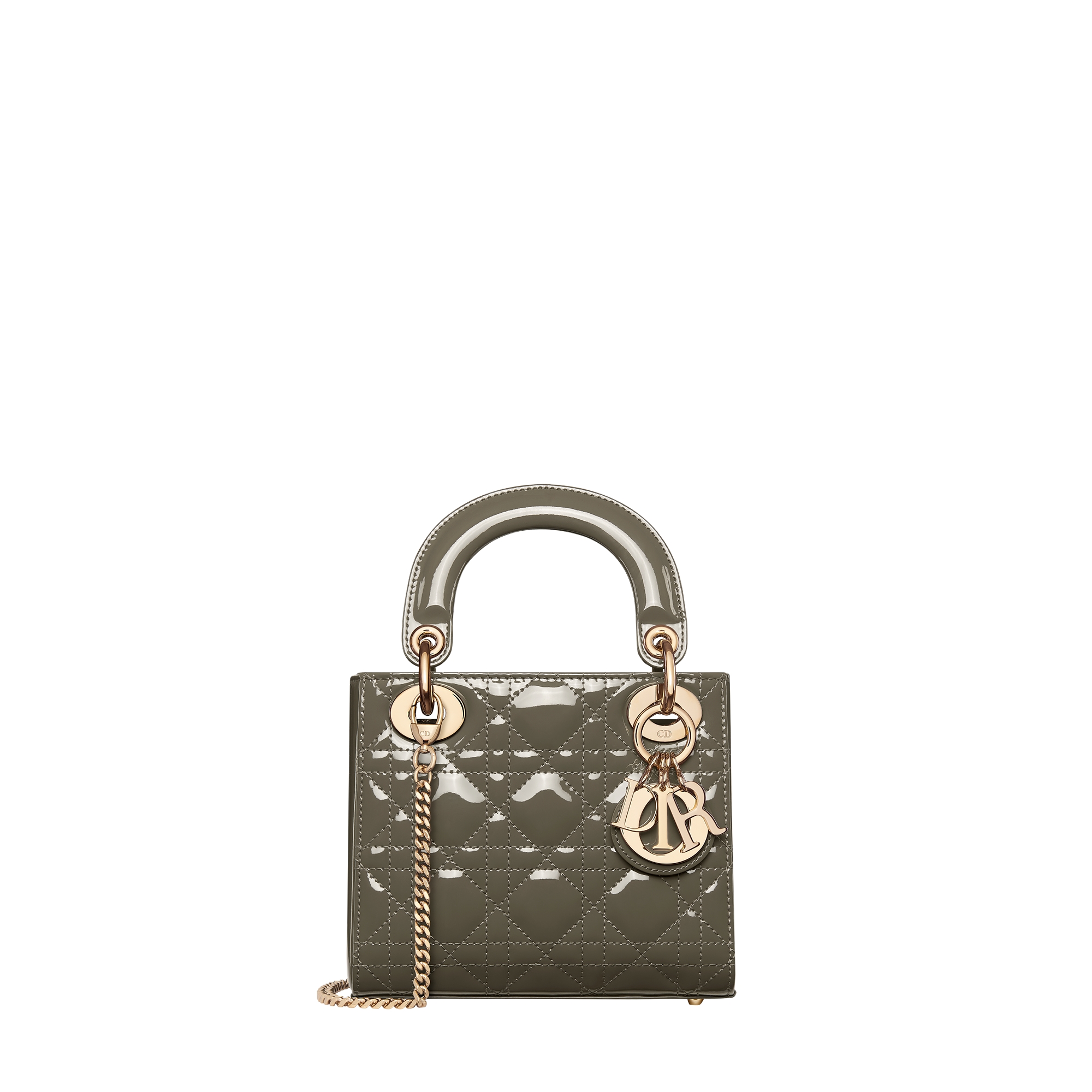  Cannage Kalbslackleder in Olivtaupe