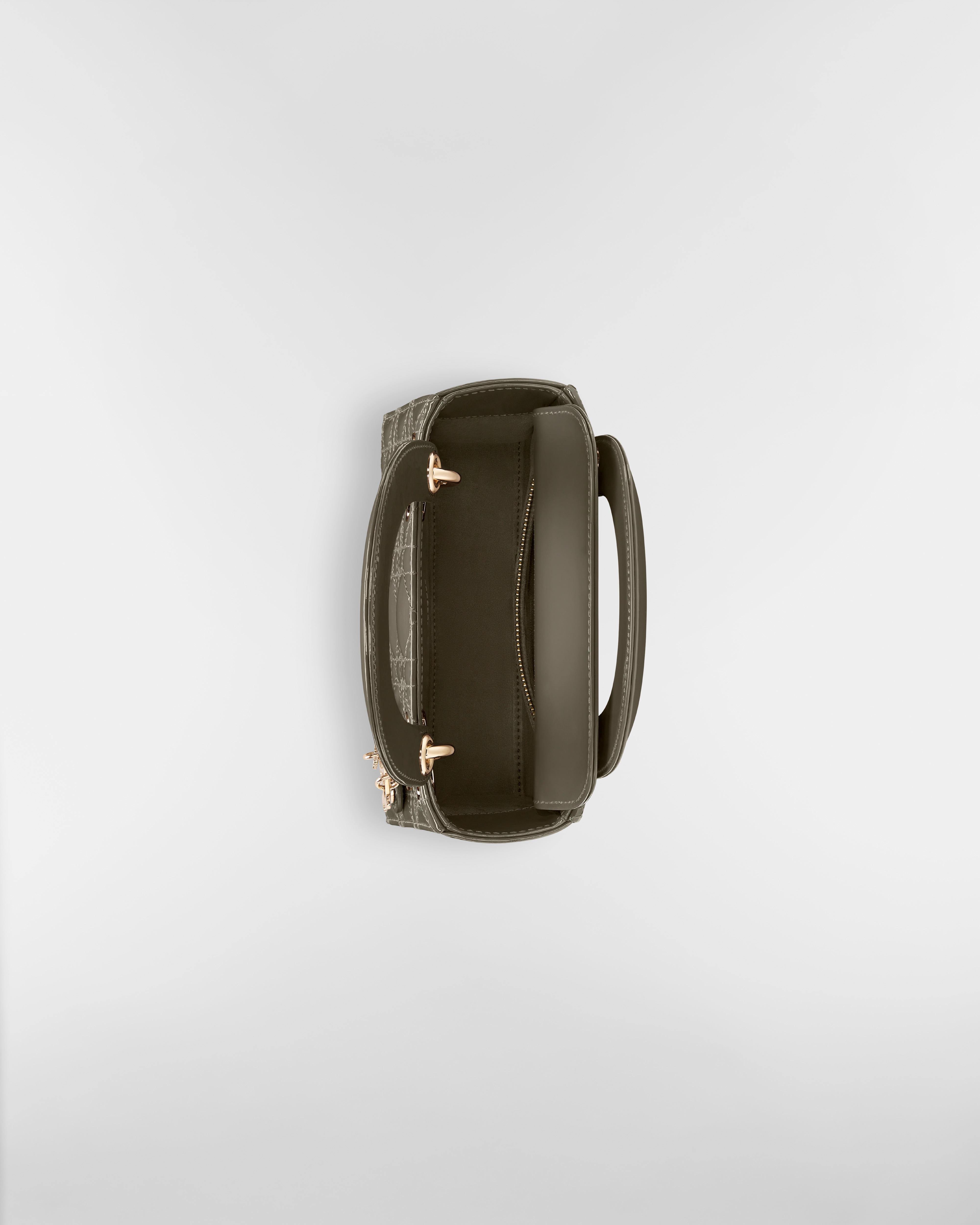 Mini Lady Dior Bag Olive Taupe Patent Cannage Calfskin E06