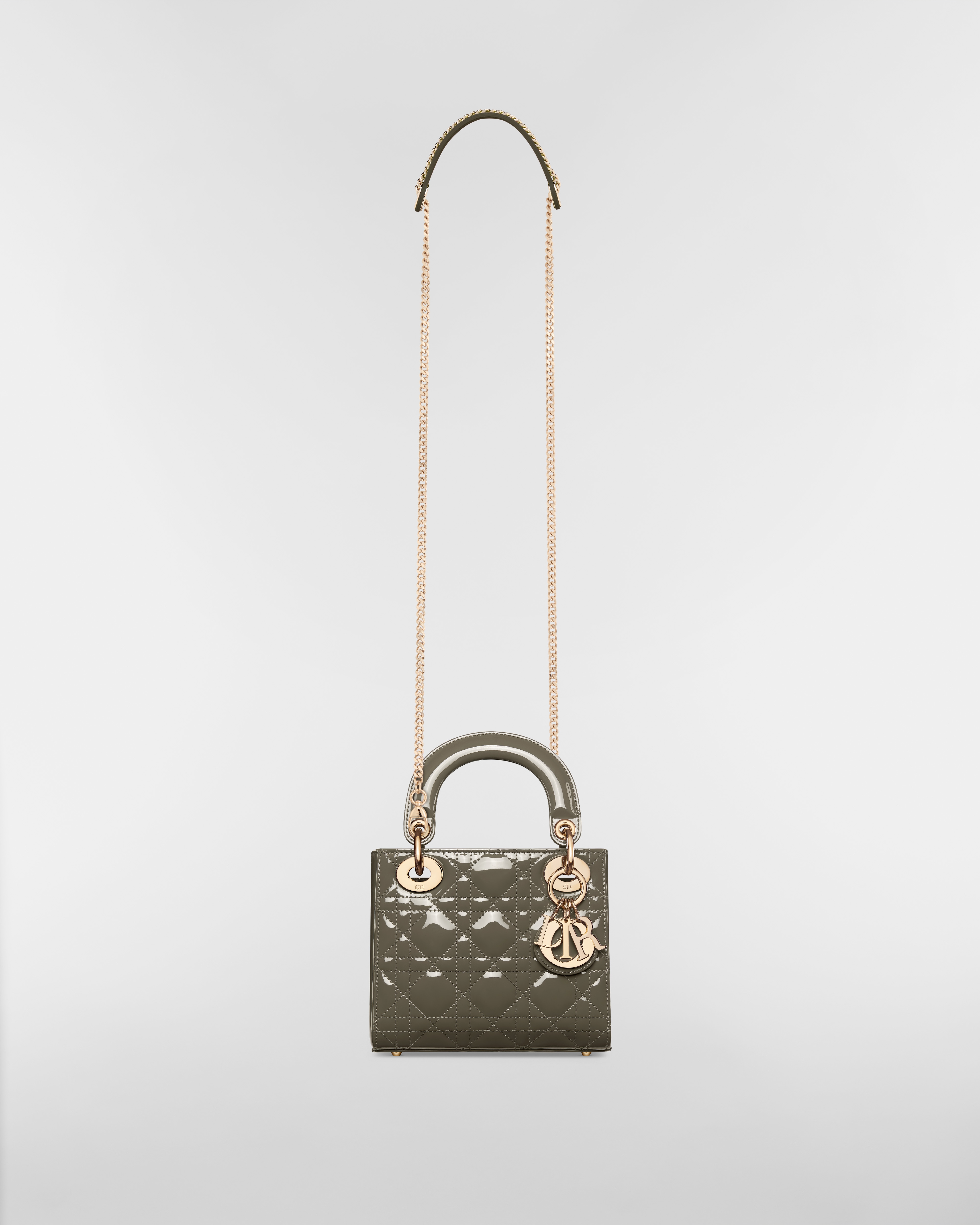 Mini Lady Dior Bag Olive Taupe Patent Cannage Calfskin E07