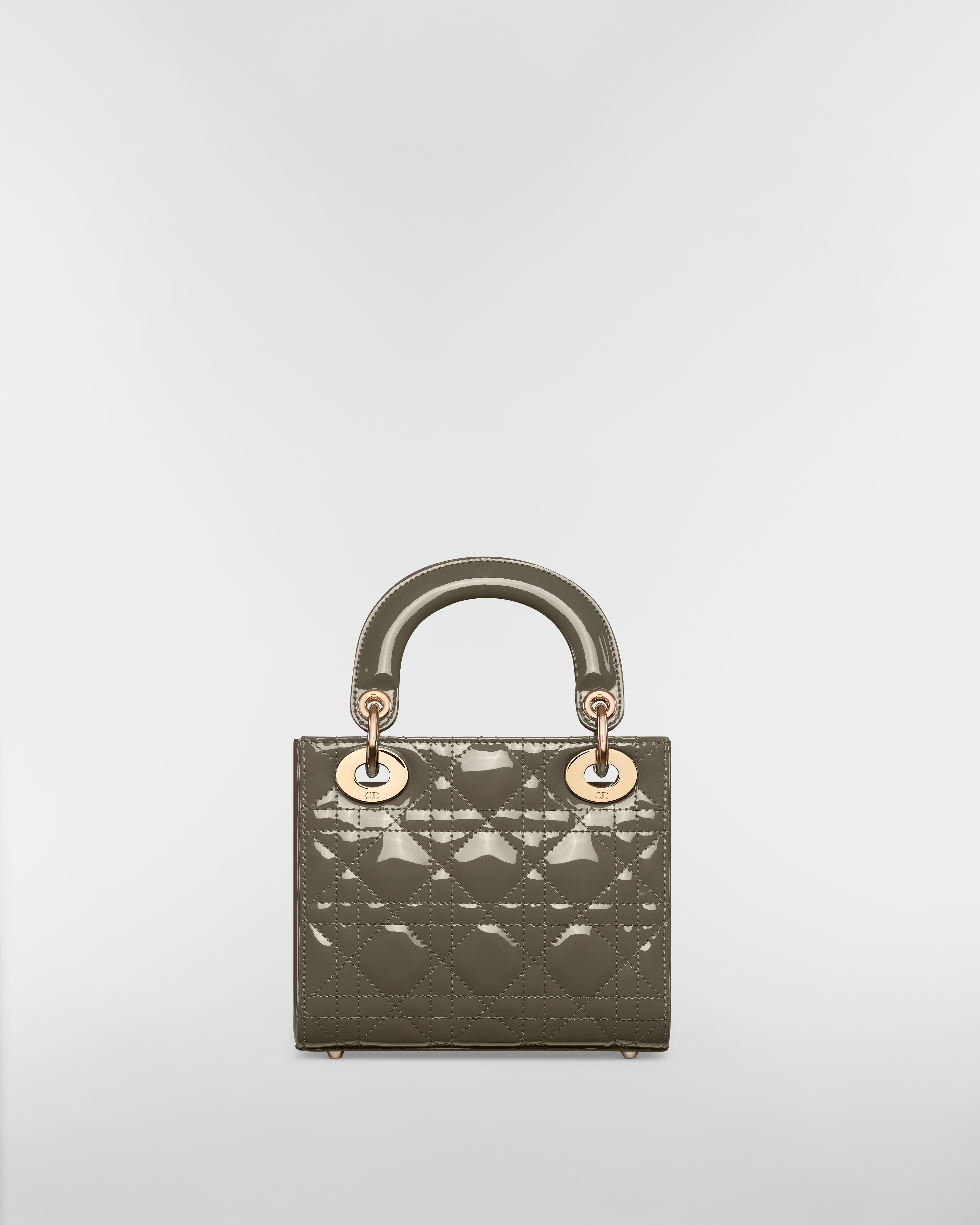 Mini Lady Dior Bag Olive Taupe Patent Cannage Calfskin E08