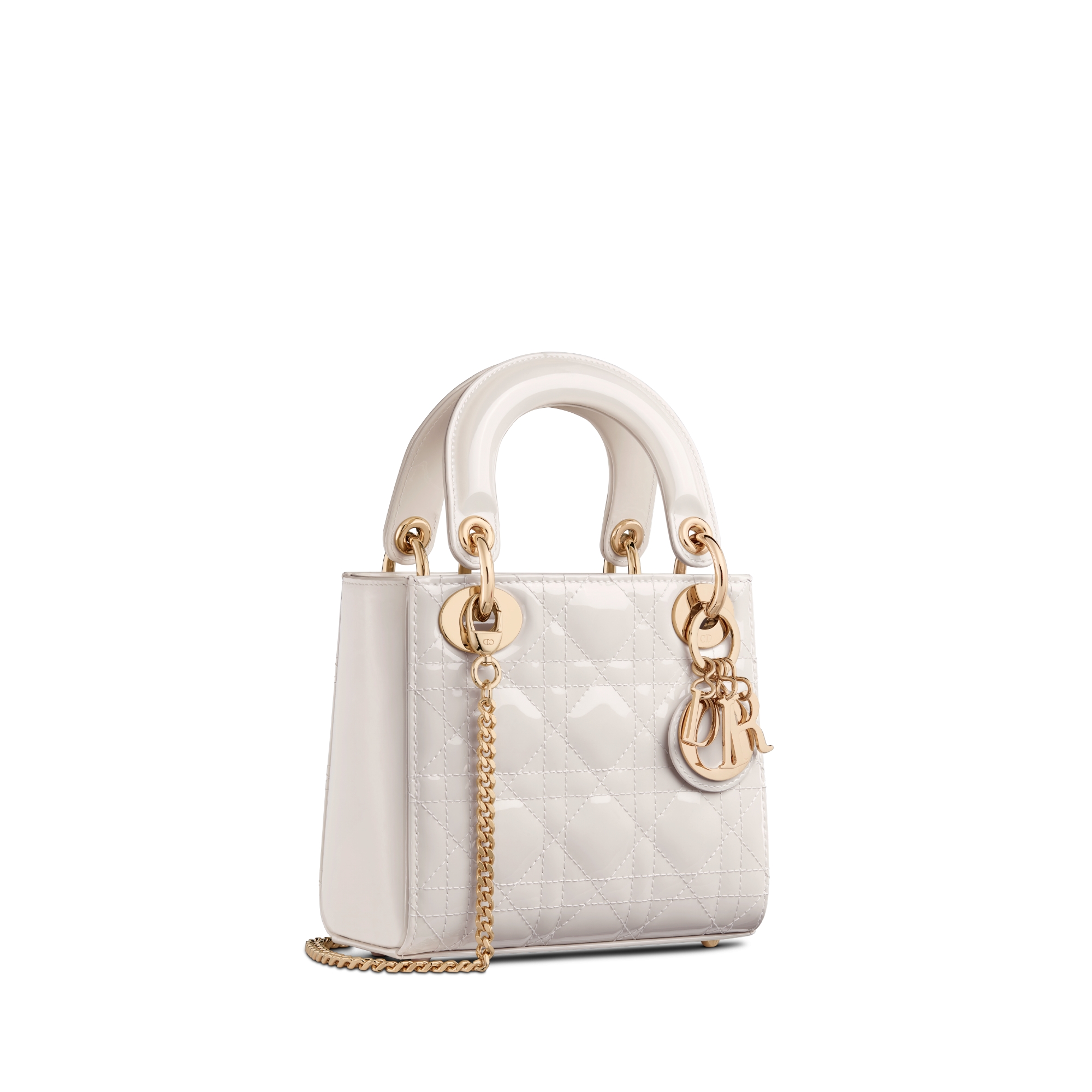 Mini Lady Dior Bag Latte Patent Cannage Calfskin E03