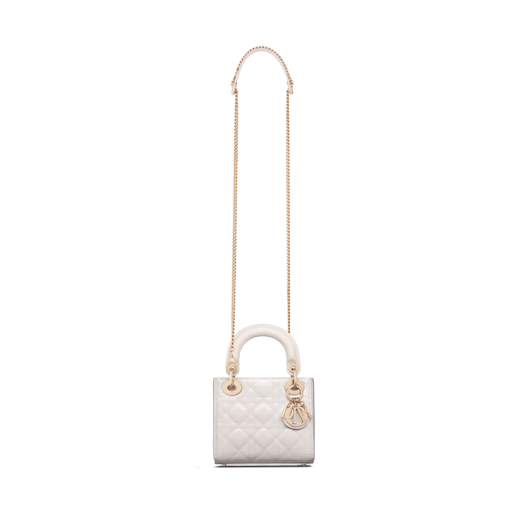 Mini Lady Dior Bag Latte Patent Cannage Calfskin E07