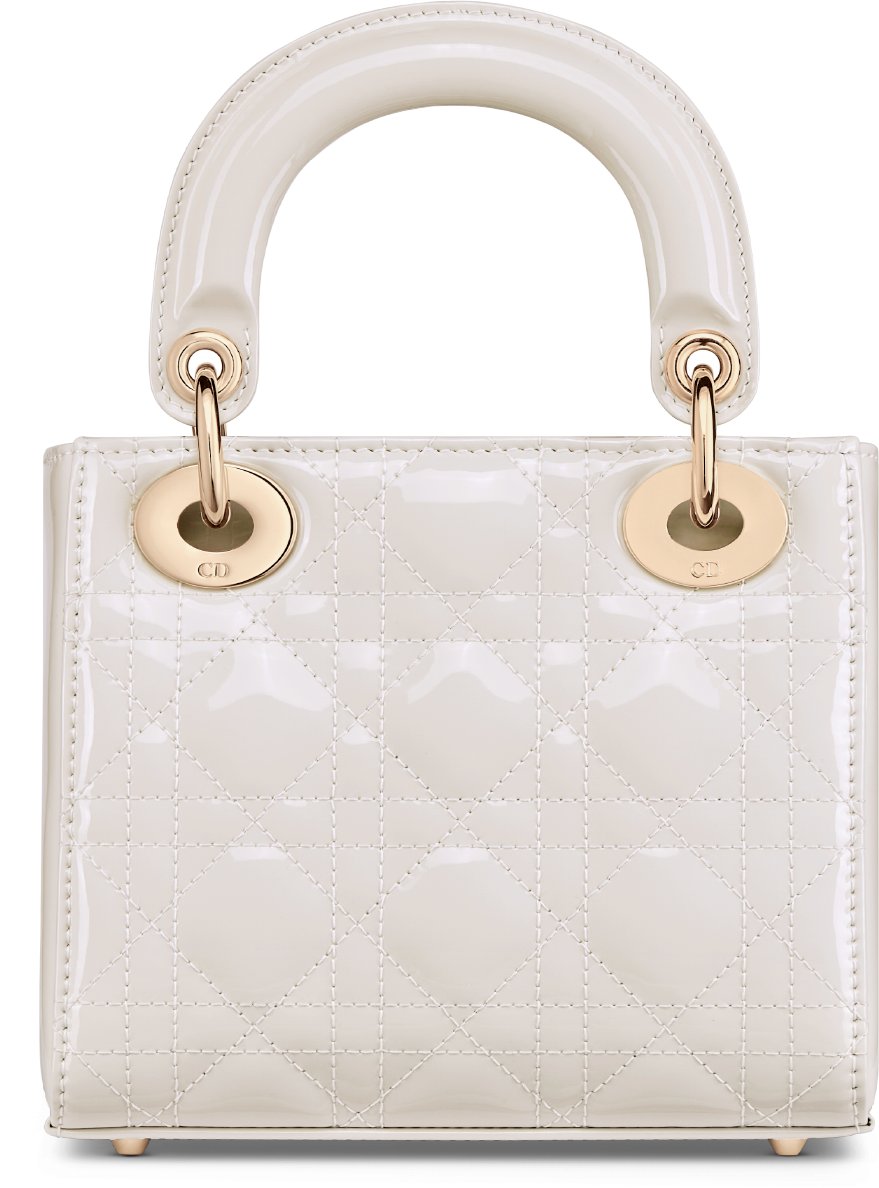 Mini Lady Dior Bag Latte Patent Cannage Calfskin DIOR