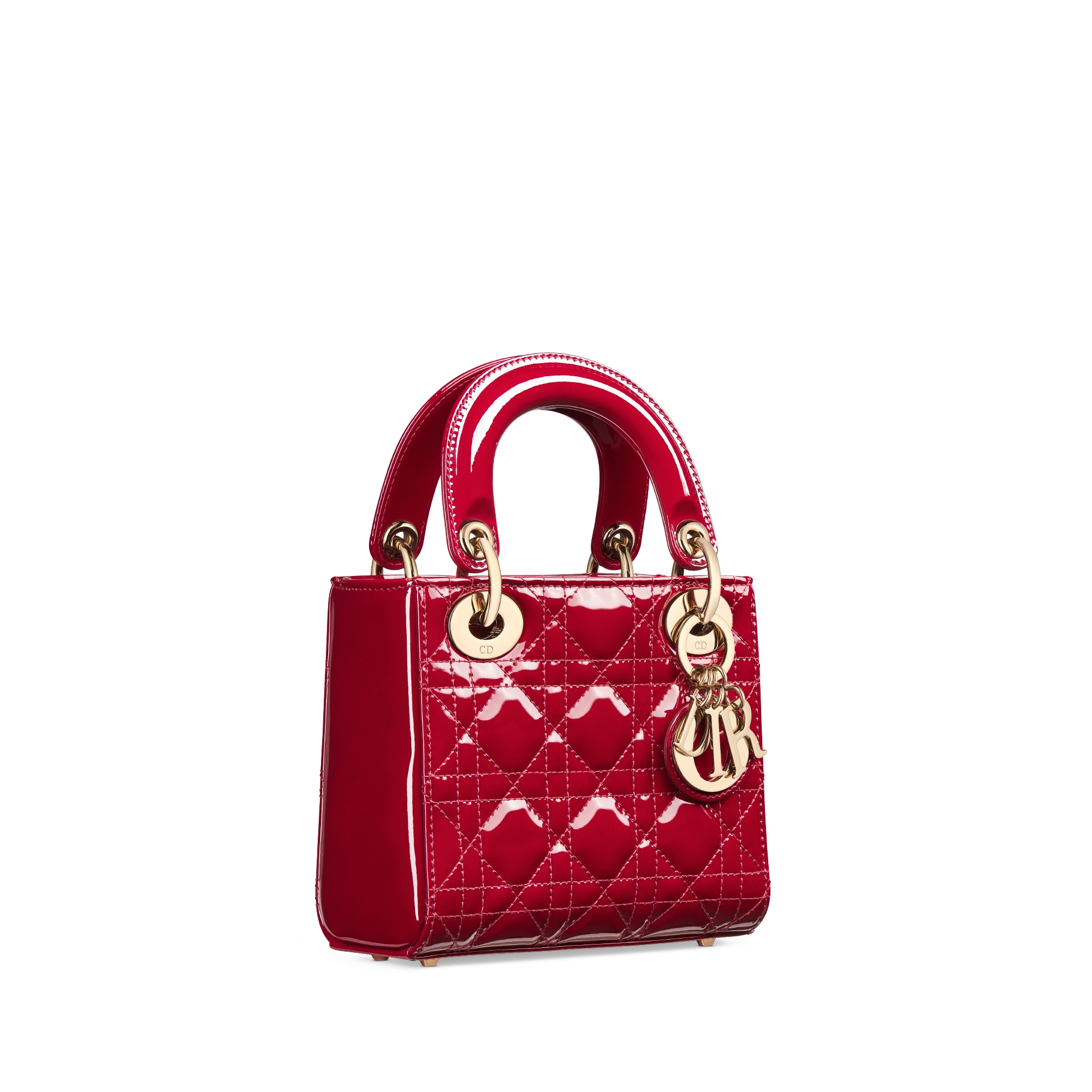 Mini Lady Dior Bag Cherry Red Patent Cannage Calfskin E03