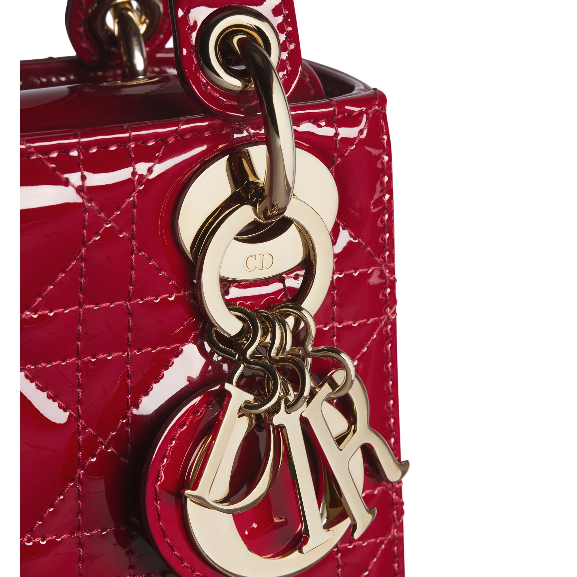 Mini Lady Dior Bag Cherry Red Patent Cannage Calfskin E09
