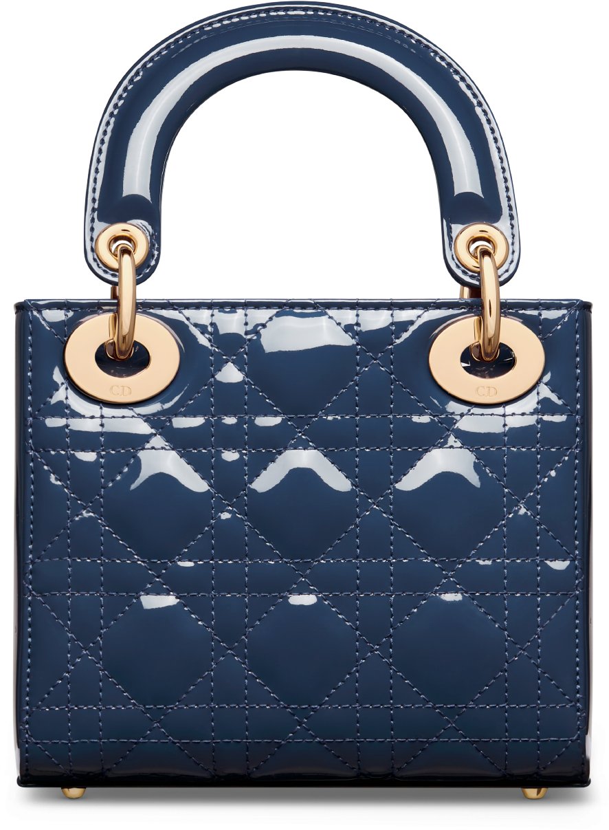 Mini Lady Dior Bag Deep Ocean Blue Patent Cannage Calfskin DIOR