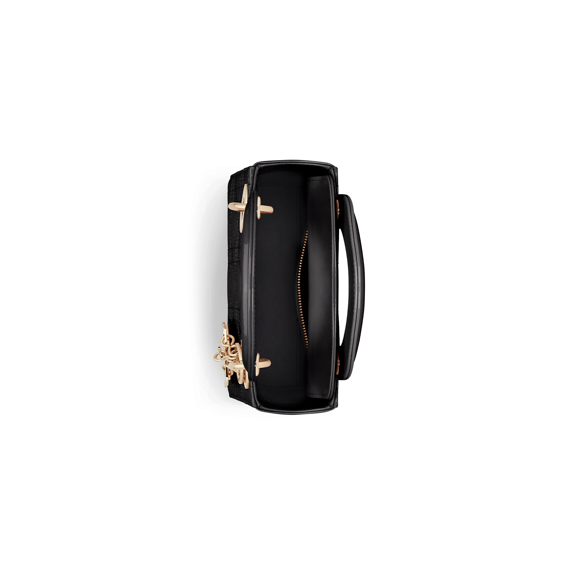 Mini Lady Dior Tasche Cannage Kalbslackleder in Schwarz E06