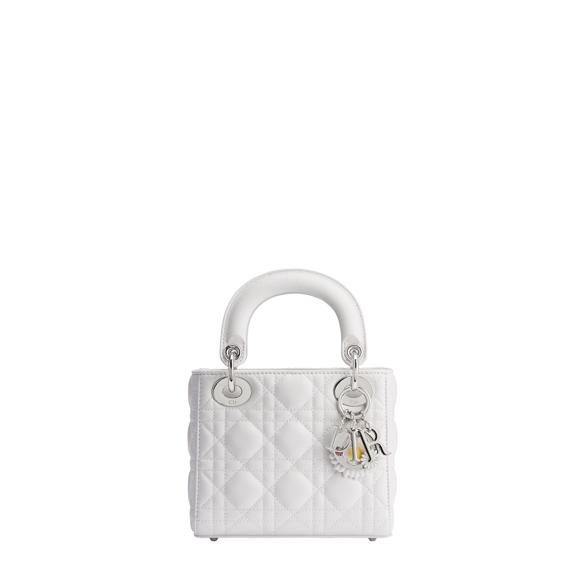Mini Lady Dior Bag with Chain White Cannage Lambskin | DIOR