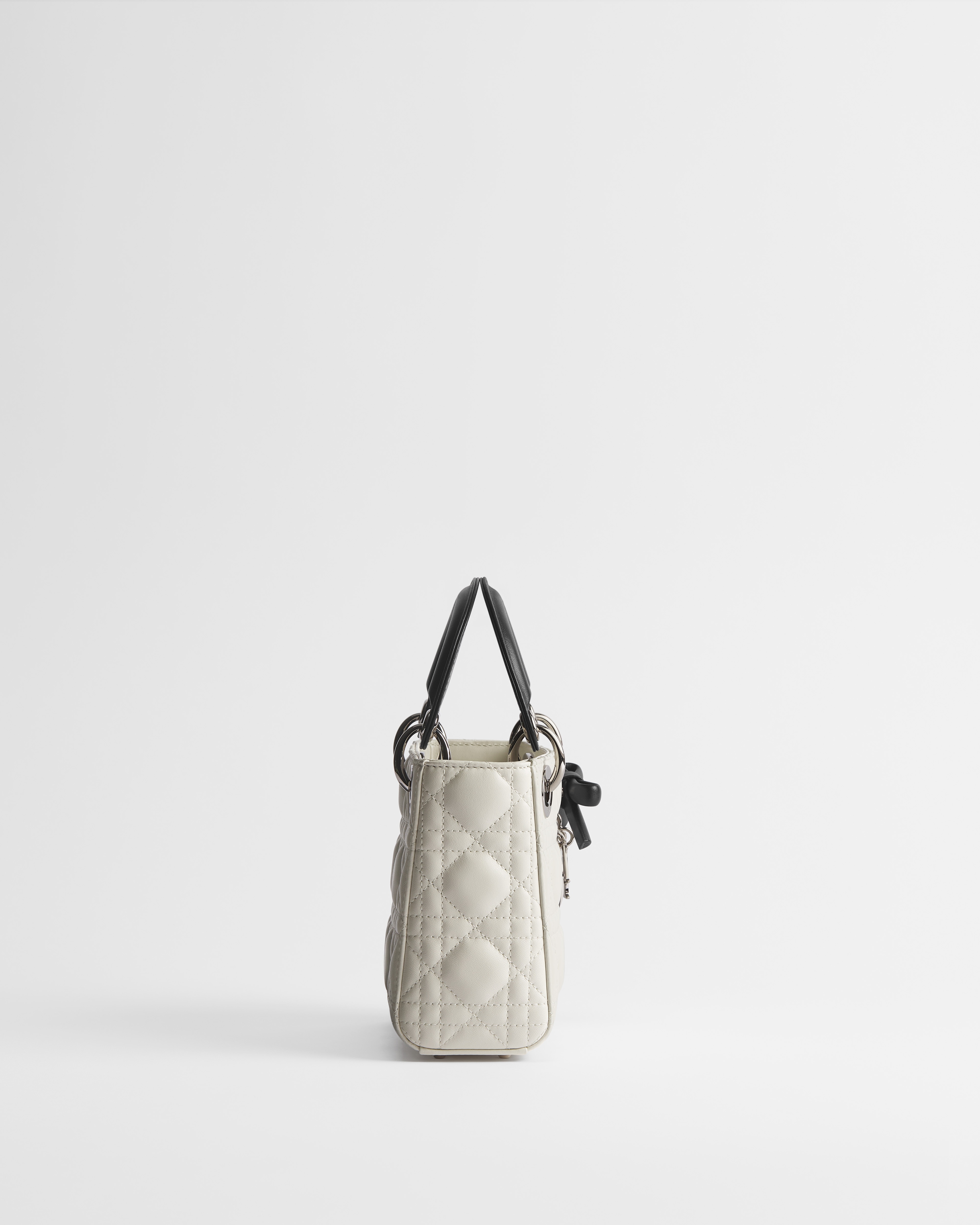 Dior Or Mini Lady Dior Bag with Chain Latte and Black Cannage Lambskin E02