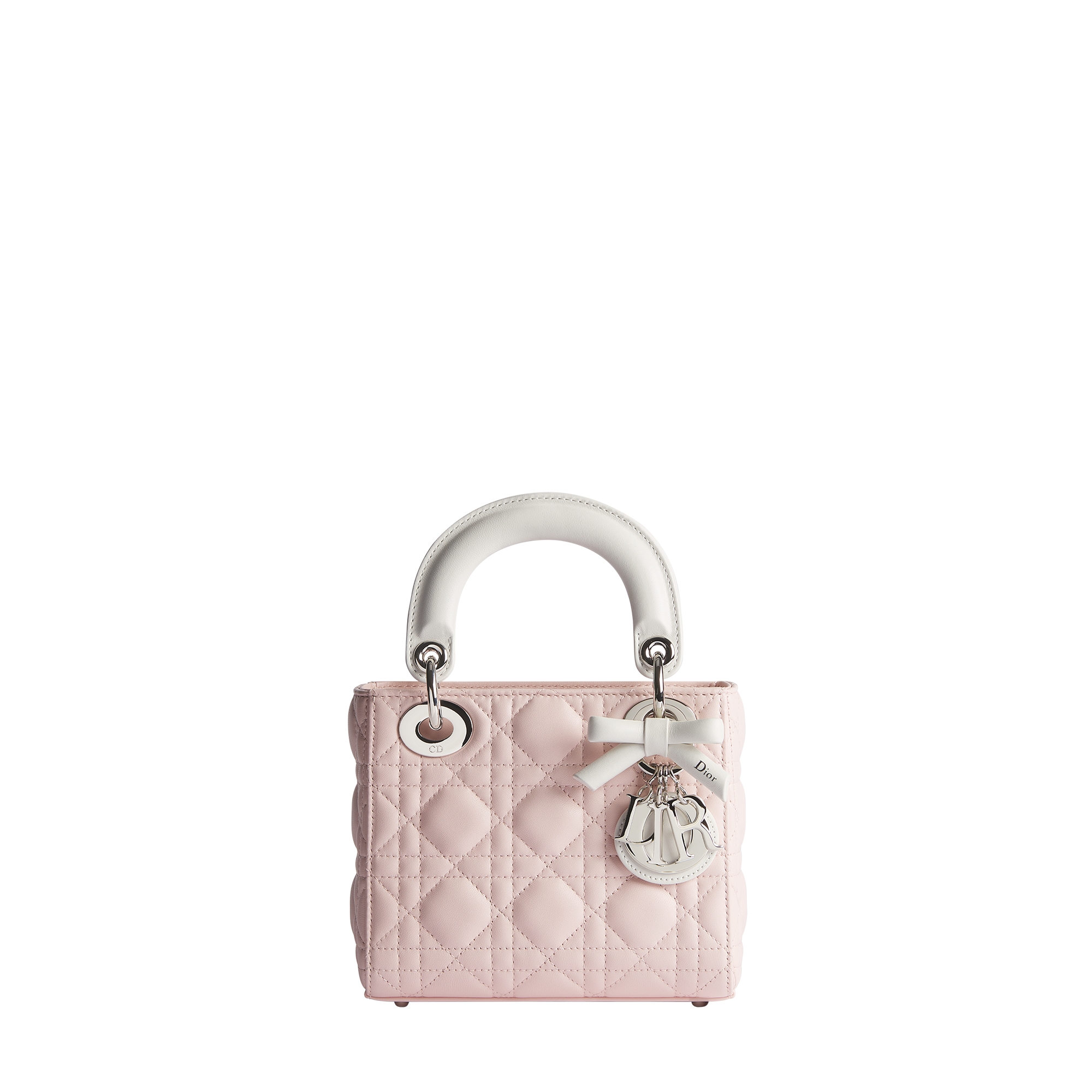  淡霧粉色和奶白色 Cannage 籐格紋羊皮