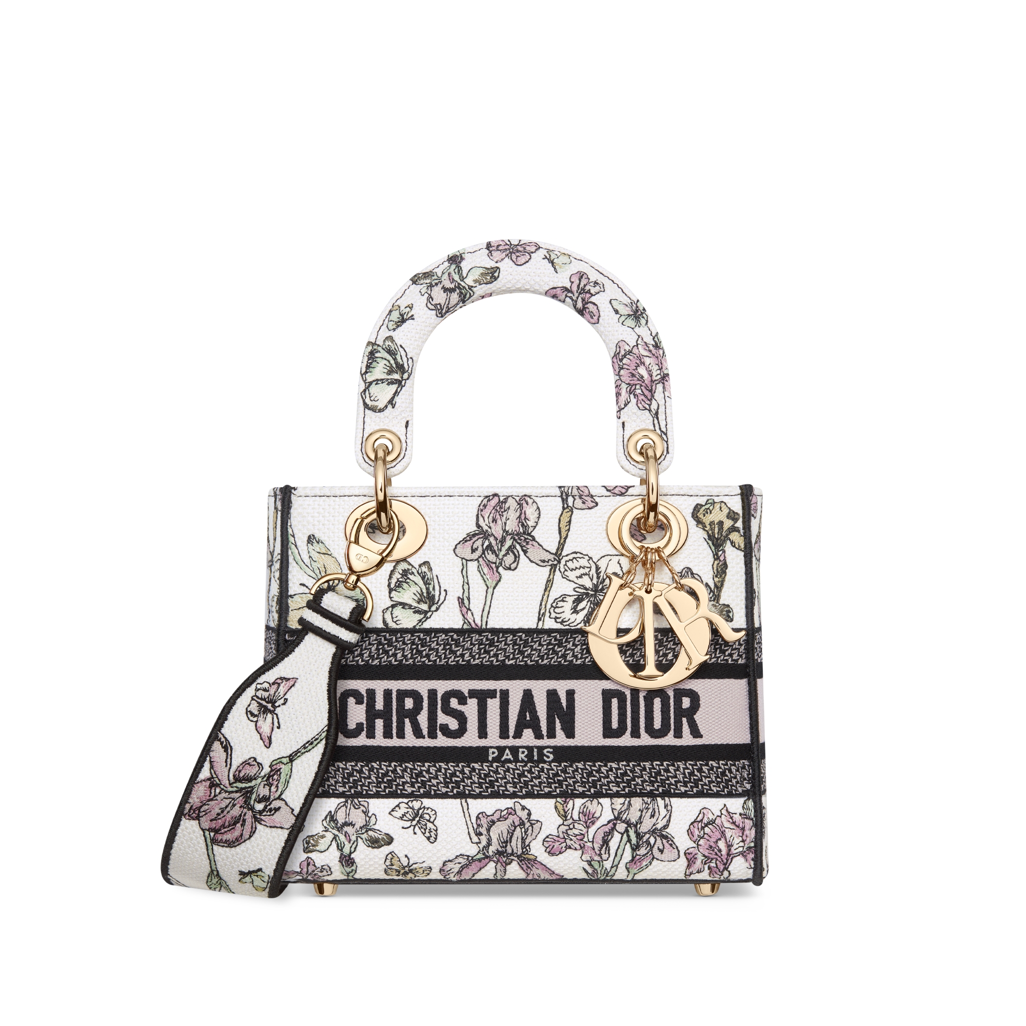 Bolso pequeño Lady D-Lite Bordado Butterflies & Iris latte multicolor E01