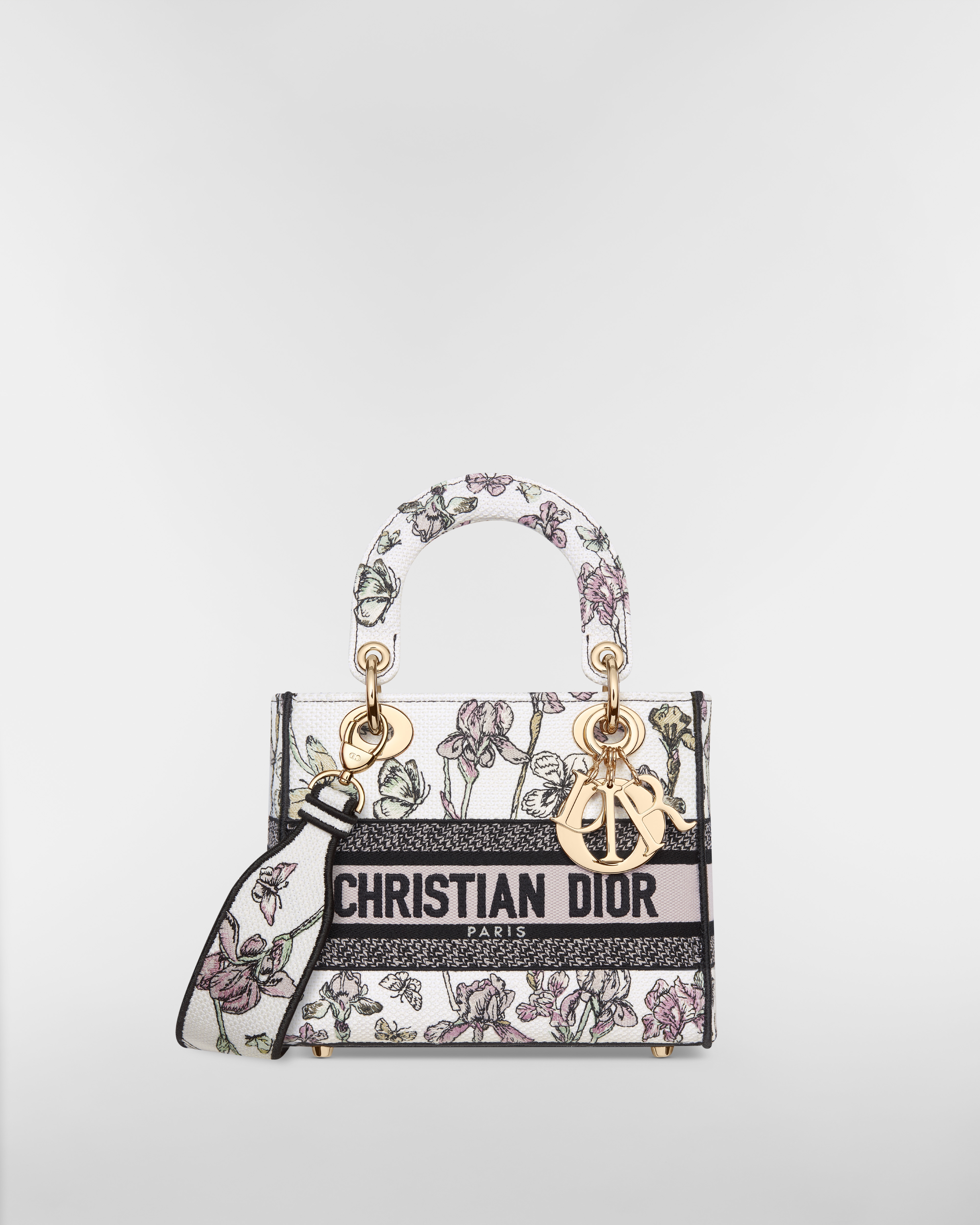 Bolso pequeño Lady D-Lite Bordado Butterflies & Iris latte multicolor E01