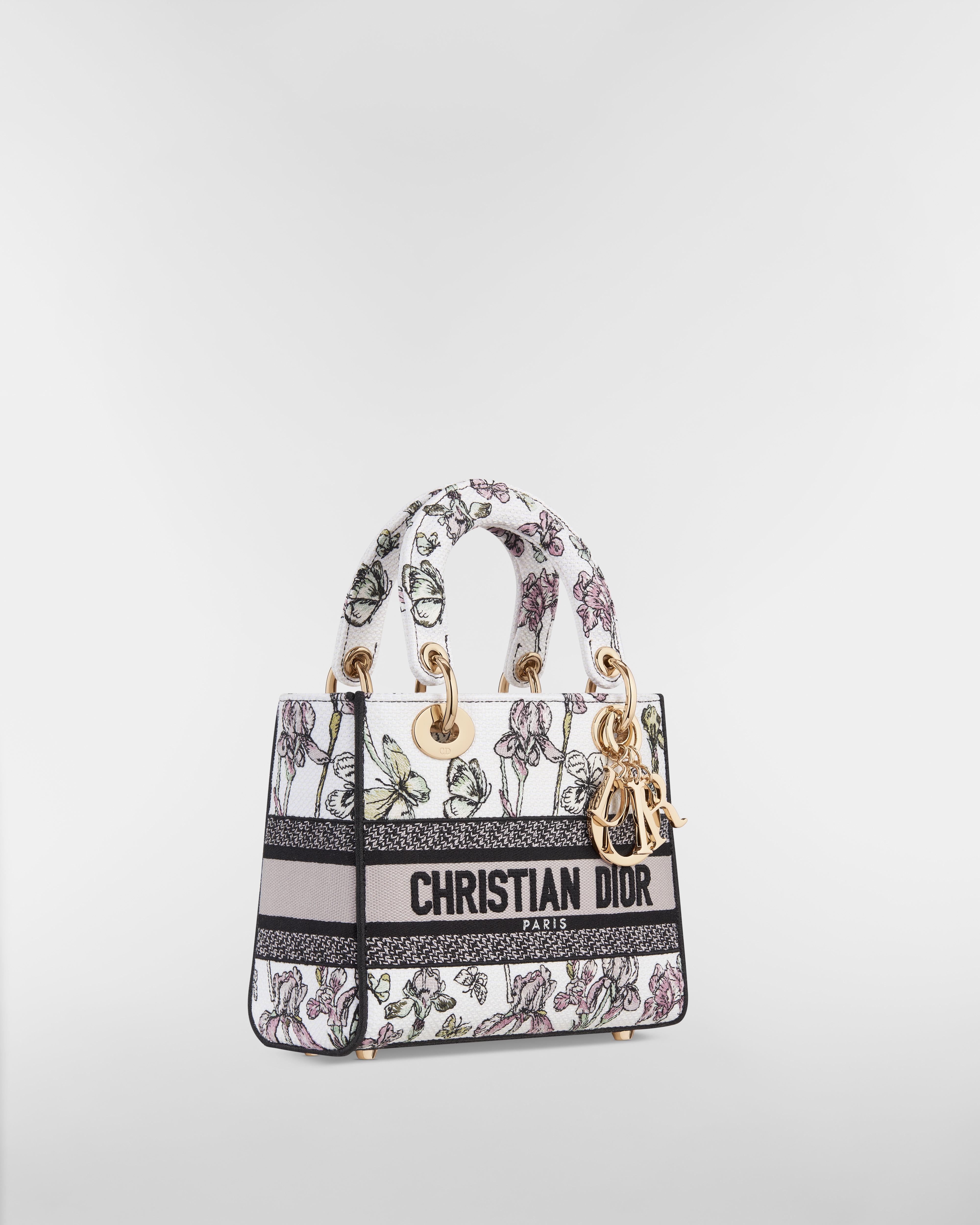 Bolso pequeño Lady D-Lite Bordado Butterflies & Iris latte multicolor E03